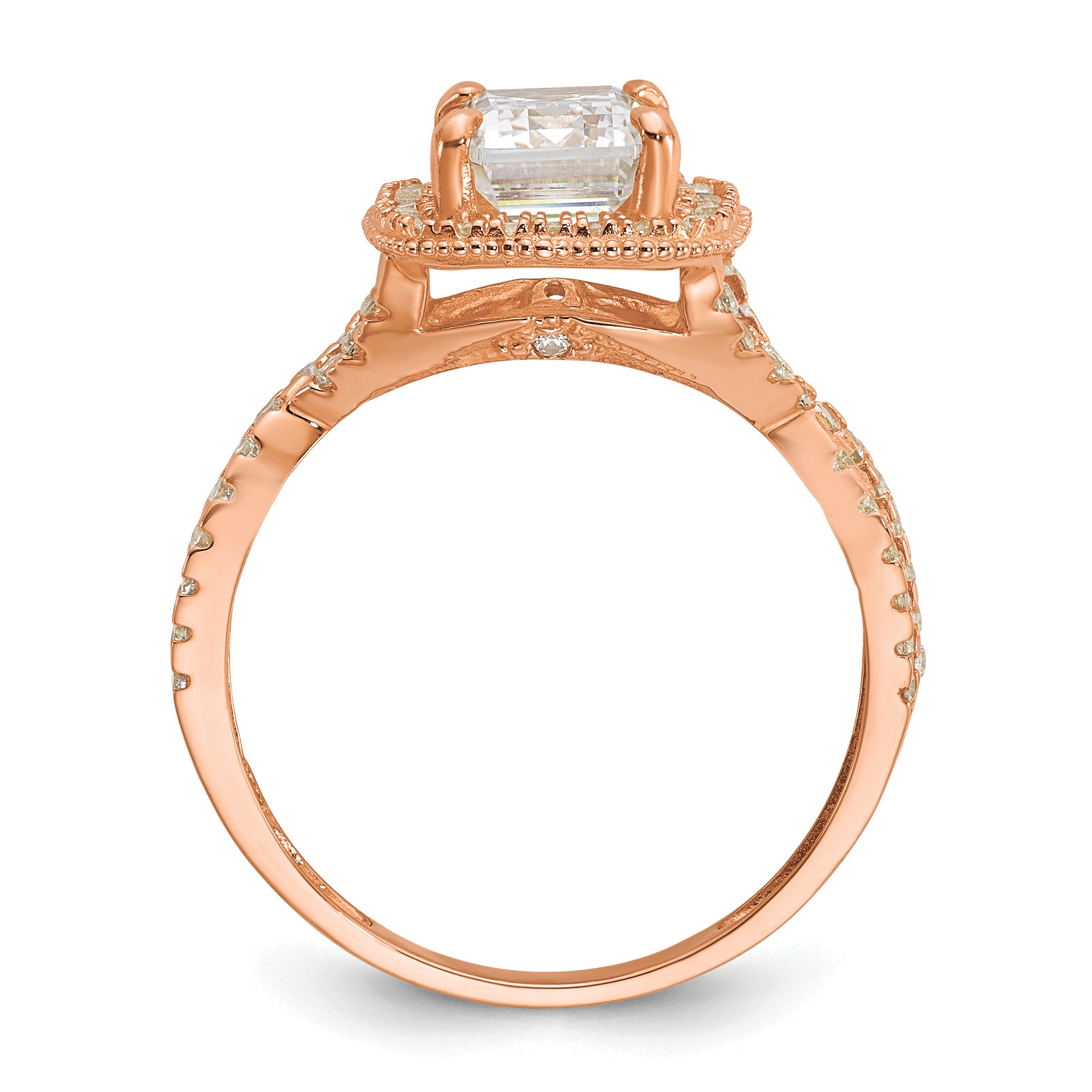 10K Tiara Collection Rose Gold Polished CZ Ring