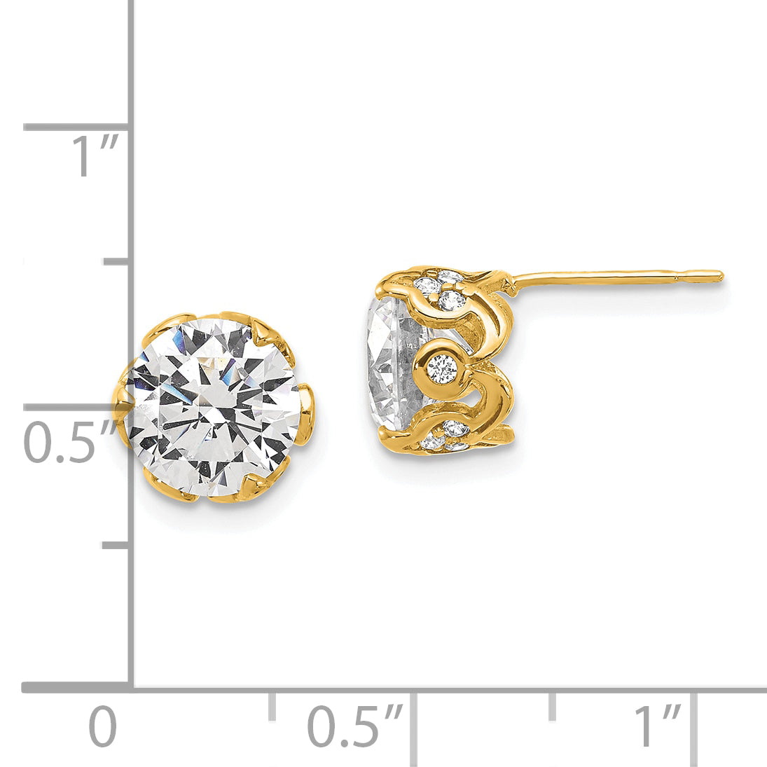 10K Tiara Collection Polished CZ Post Earrings