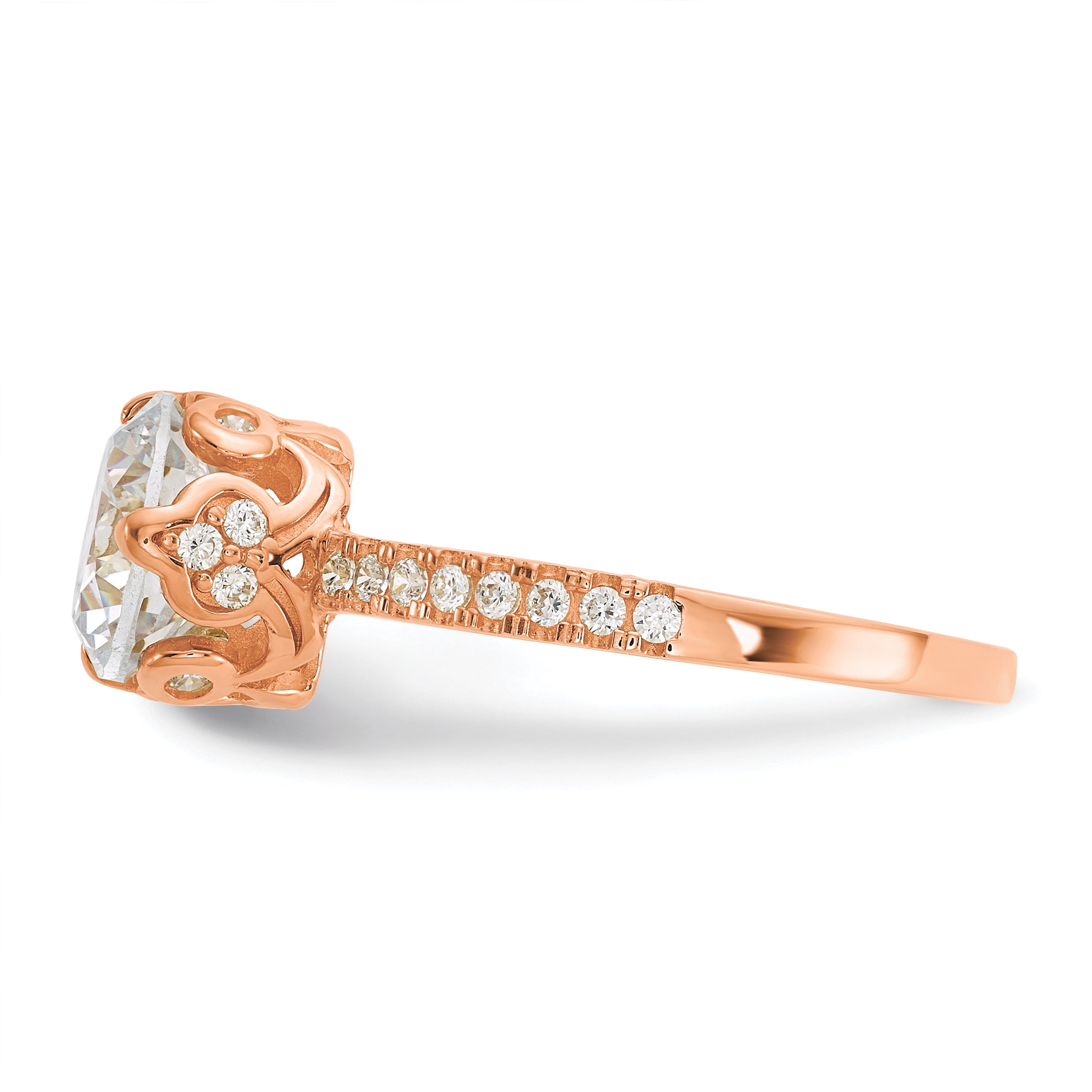 10K Tiara Collection Rose Gold Polished CZ Ring