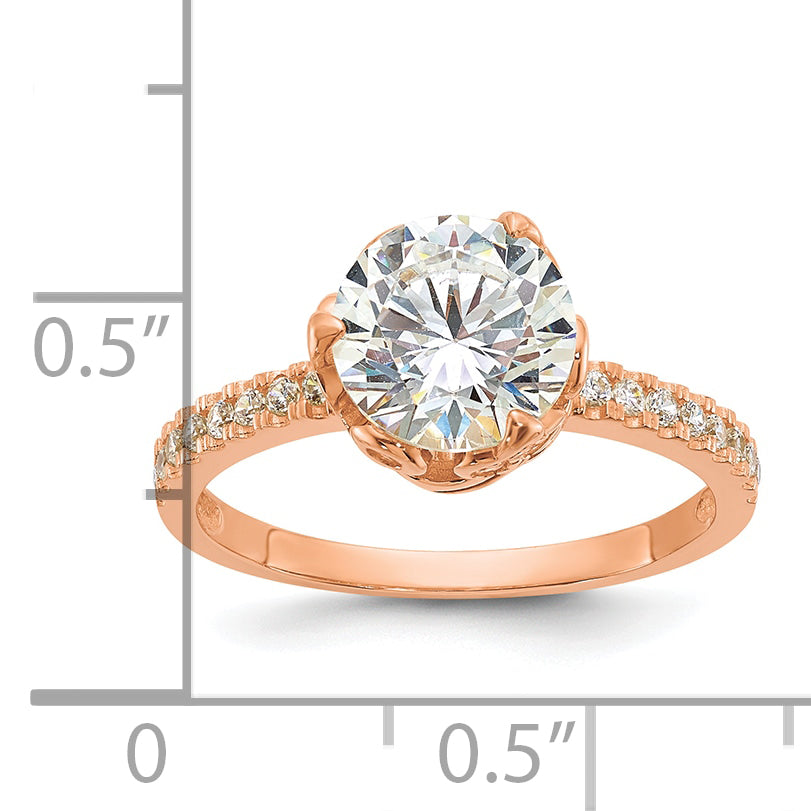 10K Tiara Collection Rose Gold Polished CZ Ring