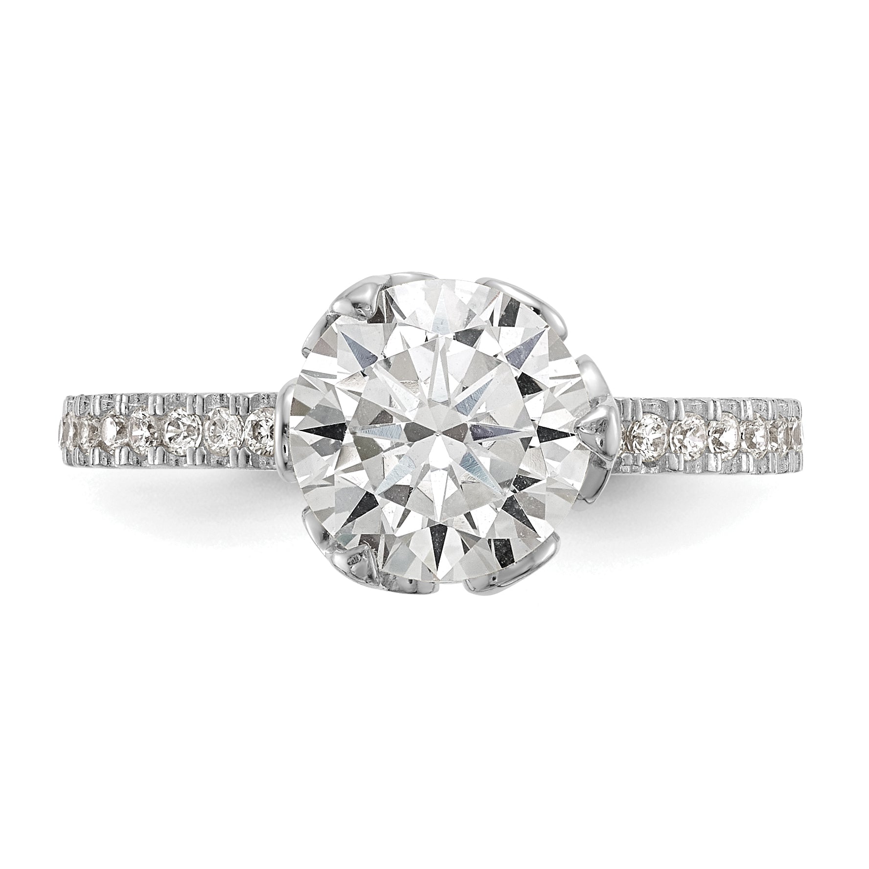 10K Tiara Collection White Gold Polished CZ Ring