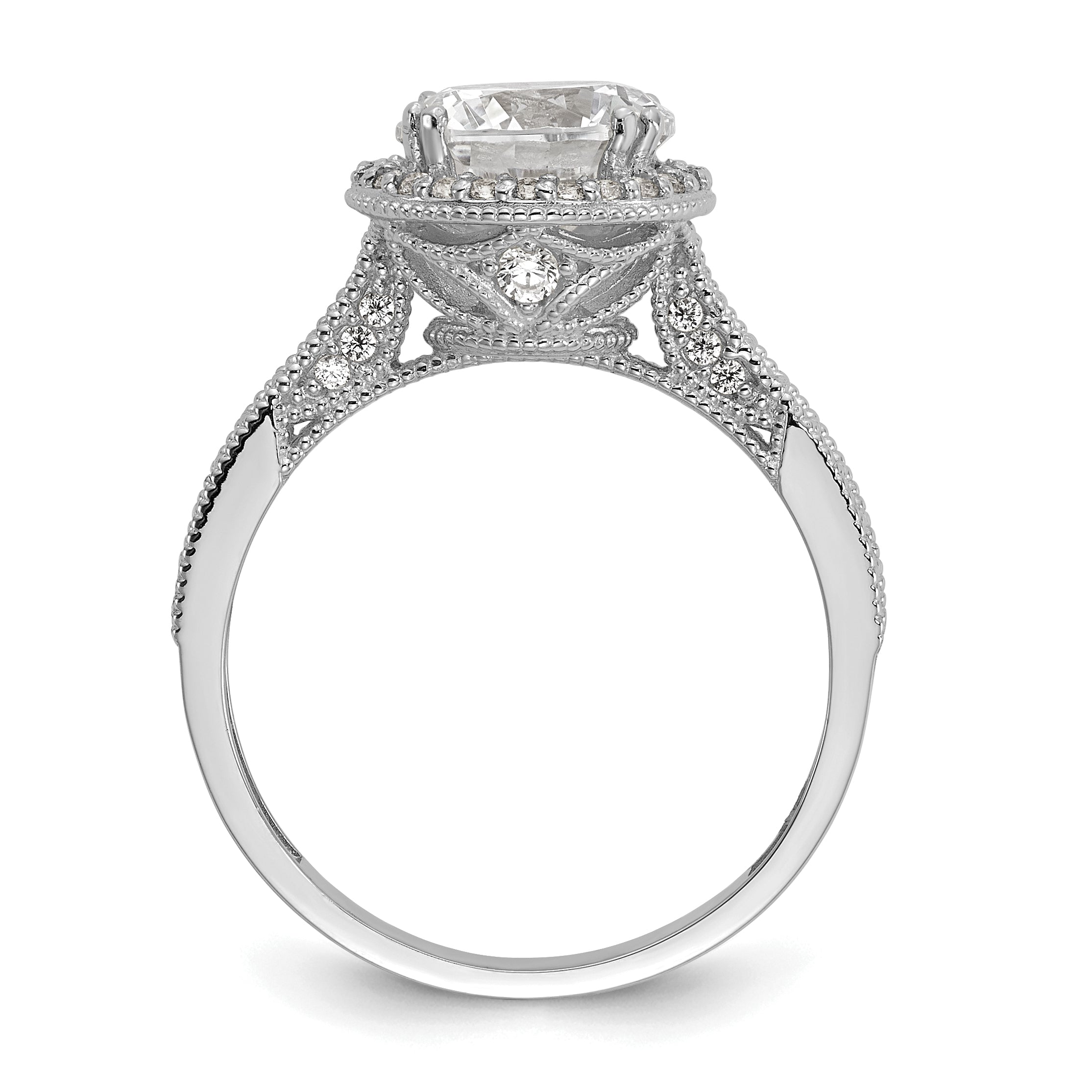 10K Tiara Collection White Gold Polished CZ Ring