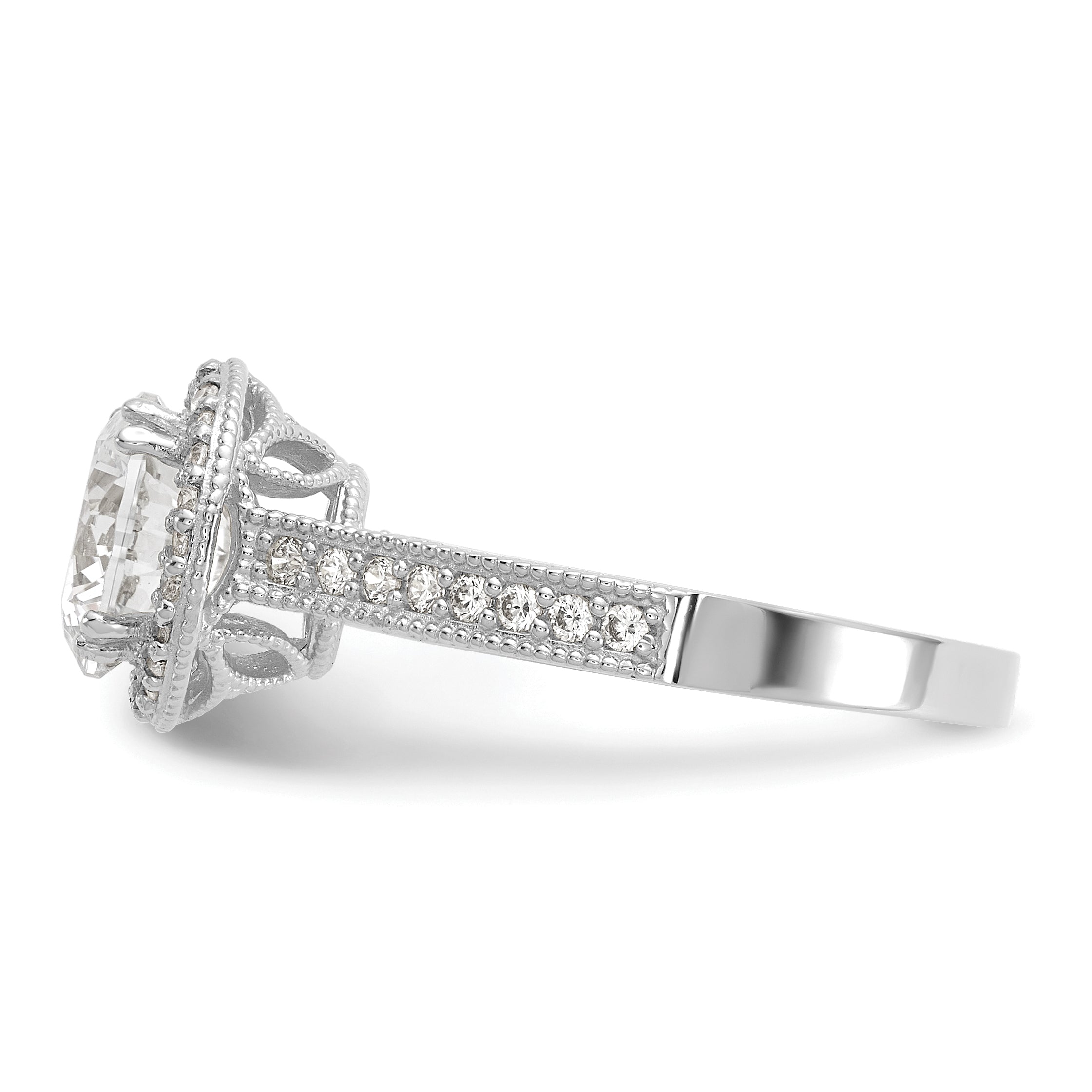 10K Tiara Collection White Gold Polished CZ Ring