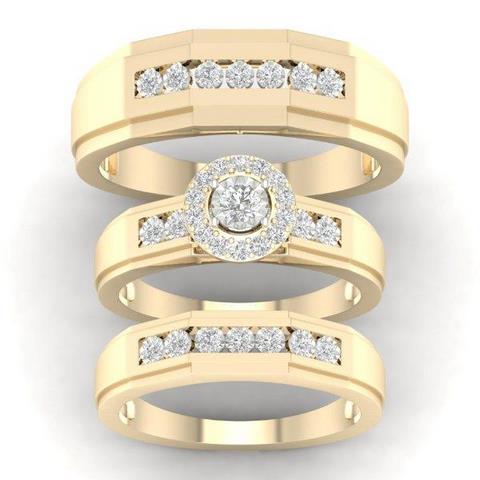 10K Yellow 0.33Ct D-Trio Ring