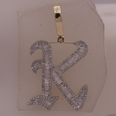 10K Yellow 0.73-0.80Ct D-Tattoo Initial K Baguettes