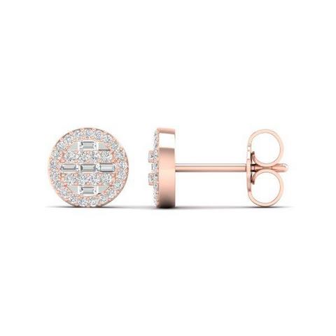 10K Pink 0.25Ct D-Baguette Earrings