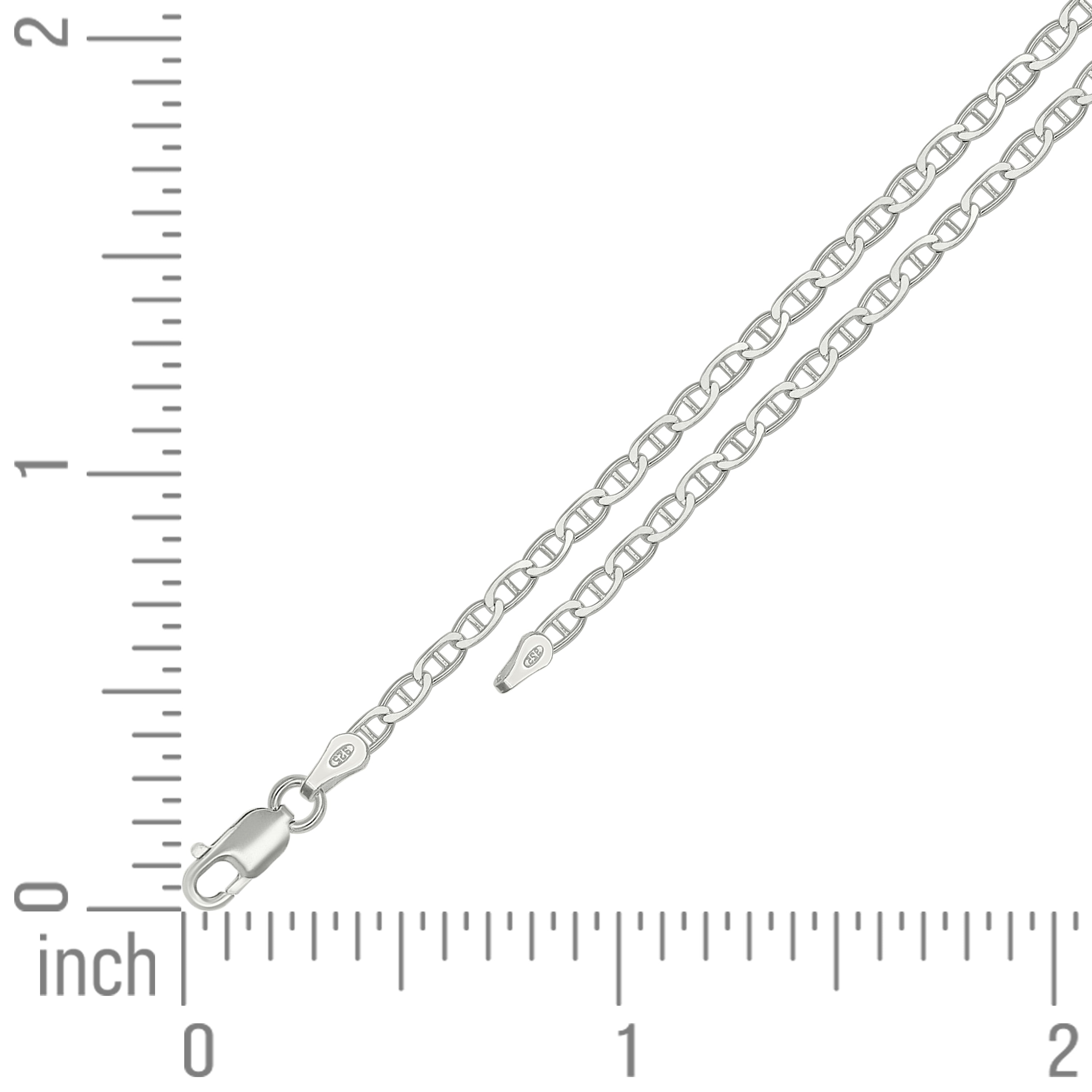 925 Sterling Silver Solid Classic Mariner Silver Chain 060 2mm