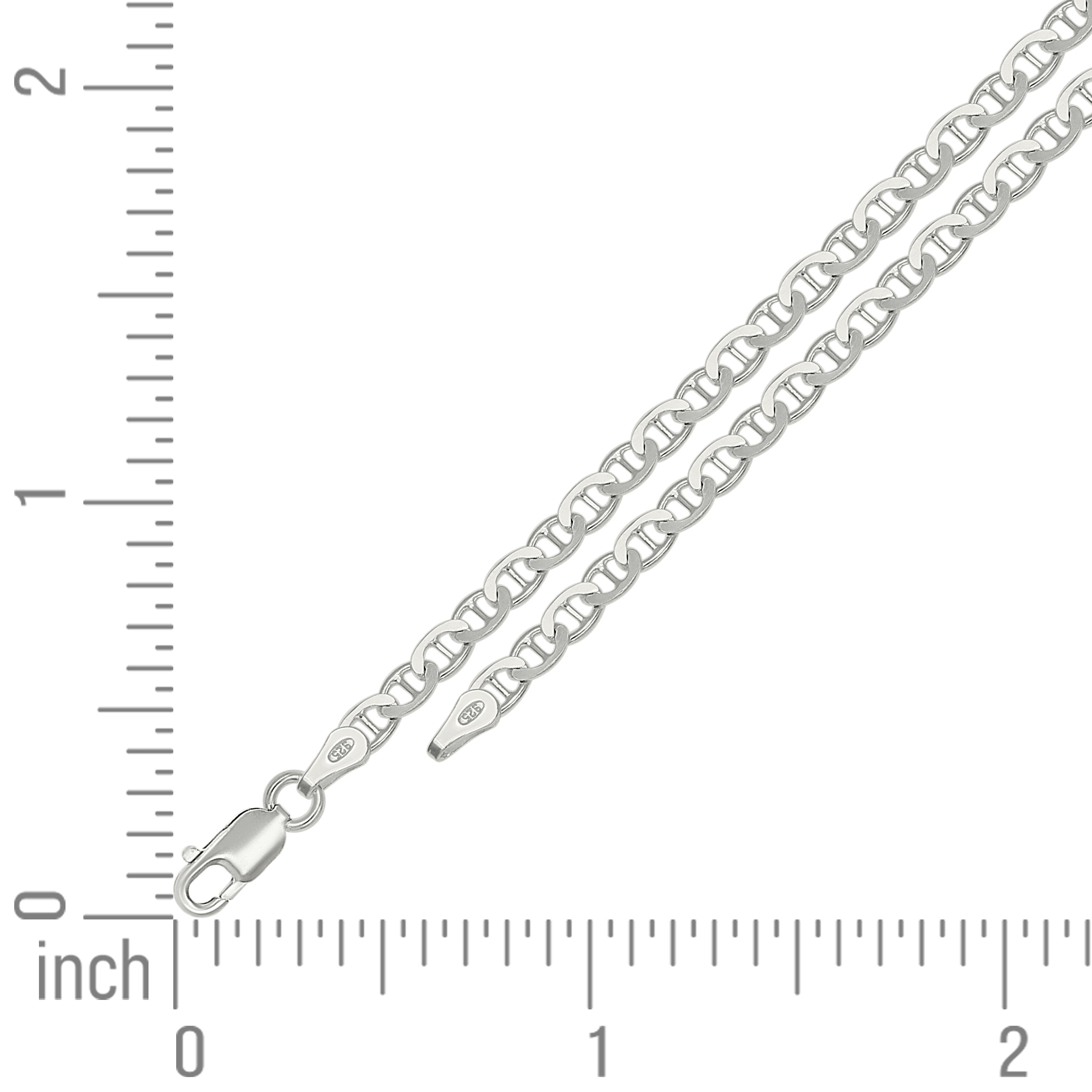 925 Sterling Silver Solid Classic Mariner Silver Chain 060 2mm