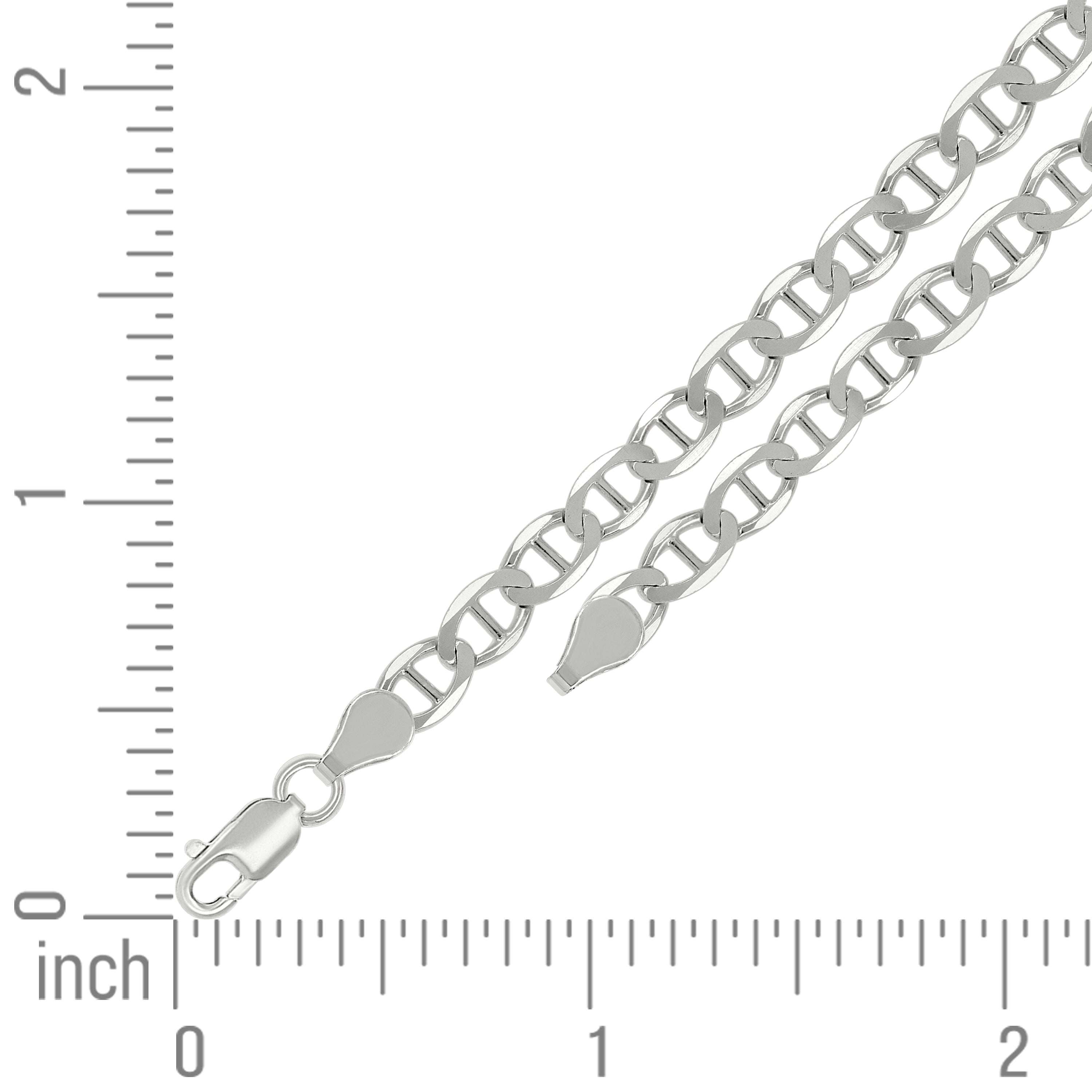 925 Sterling Silver Solid Classic Mariner Silver Chain 060 2mm
