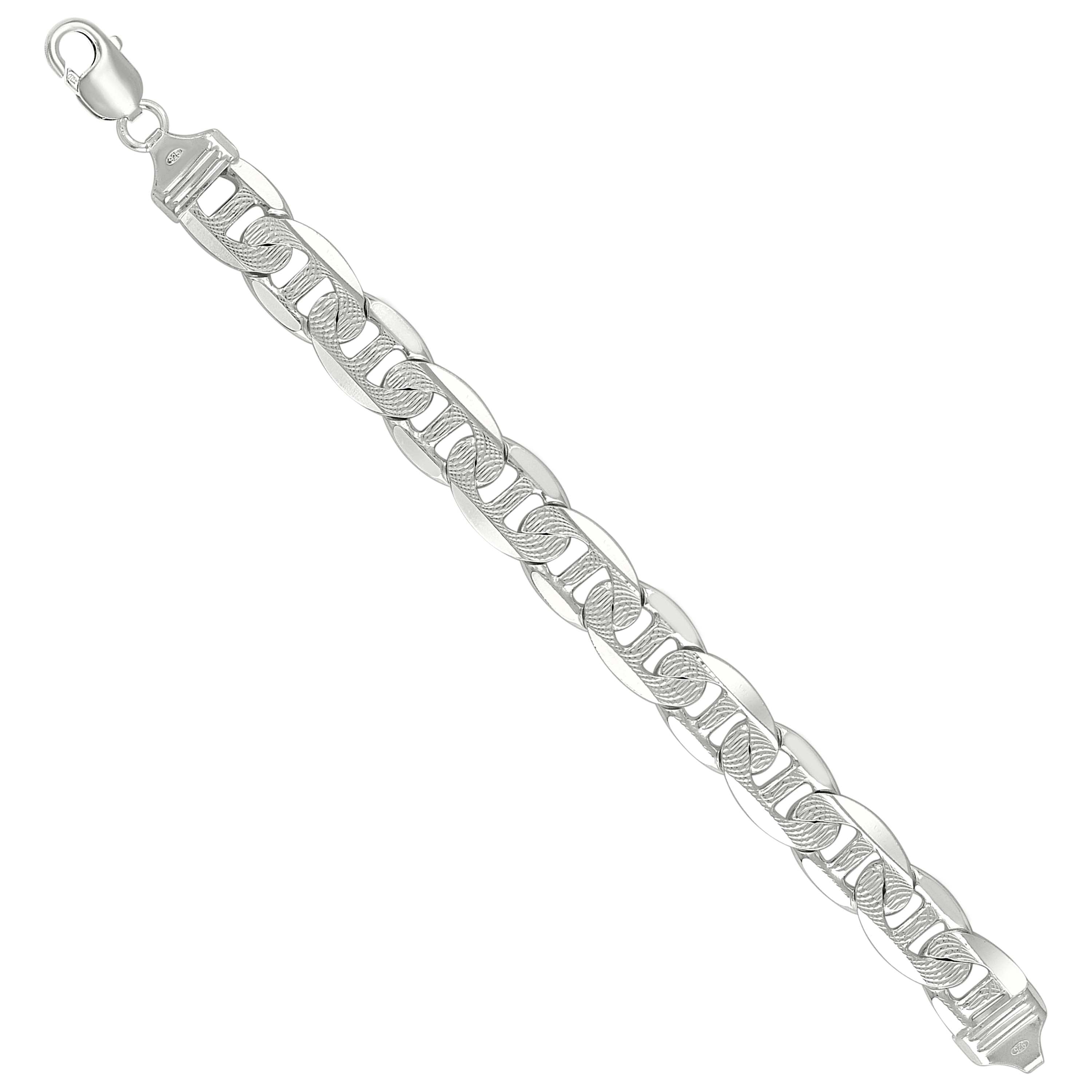 925 Sterling Silver Solid Pave Classic Mariner Silver Chain 080 3mm