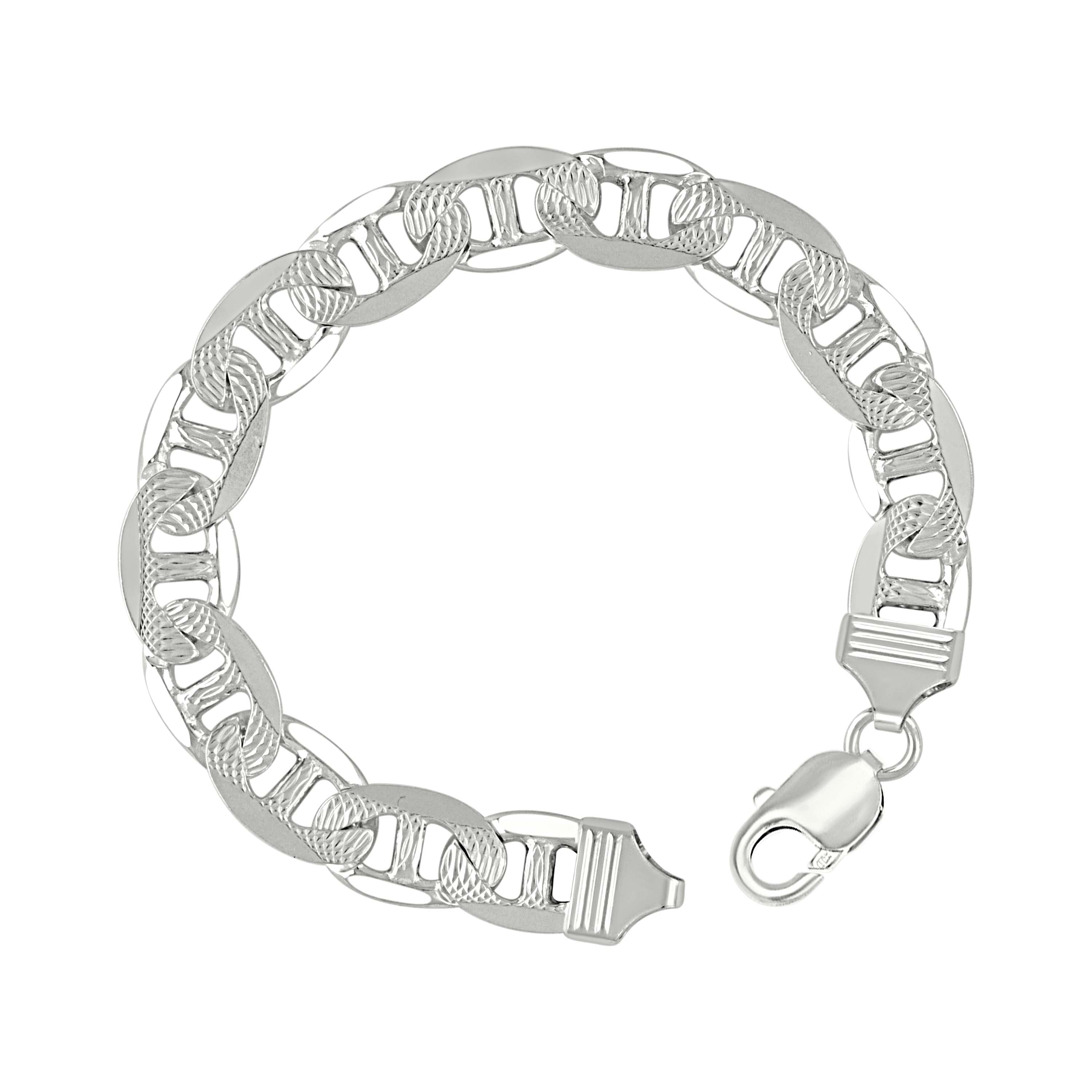 925 Sterling Silver Solid Pave Classic Mariner Silver Chain 080 3mm