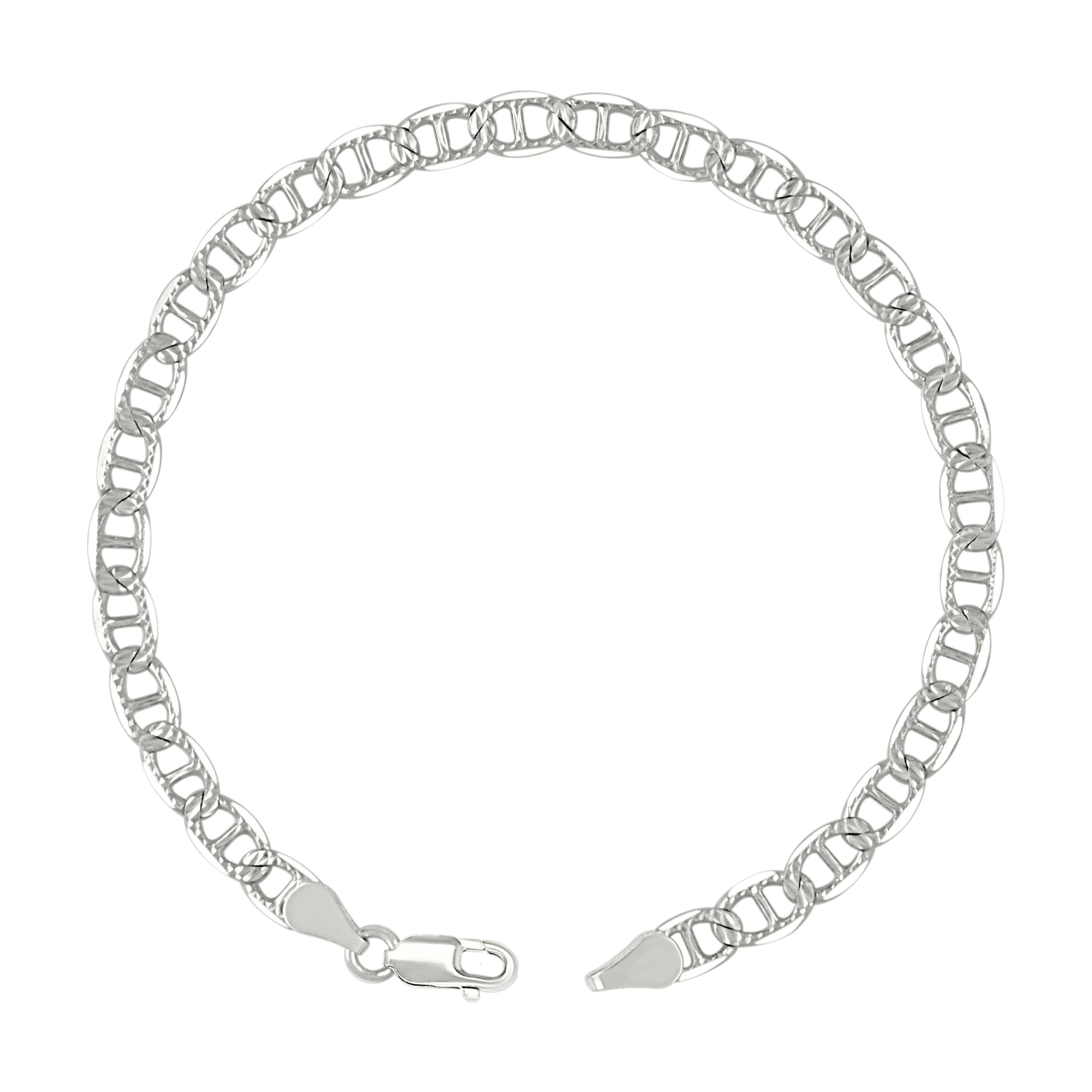 925 Sterling Silver Solid Pave Classic Mariner Silver Chain 080 3mm