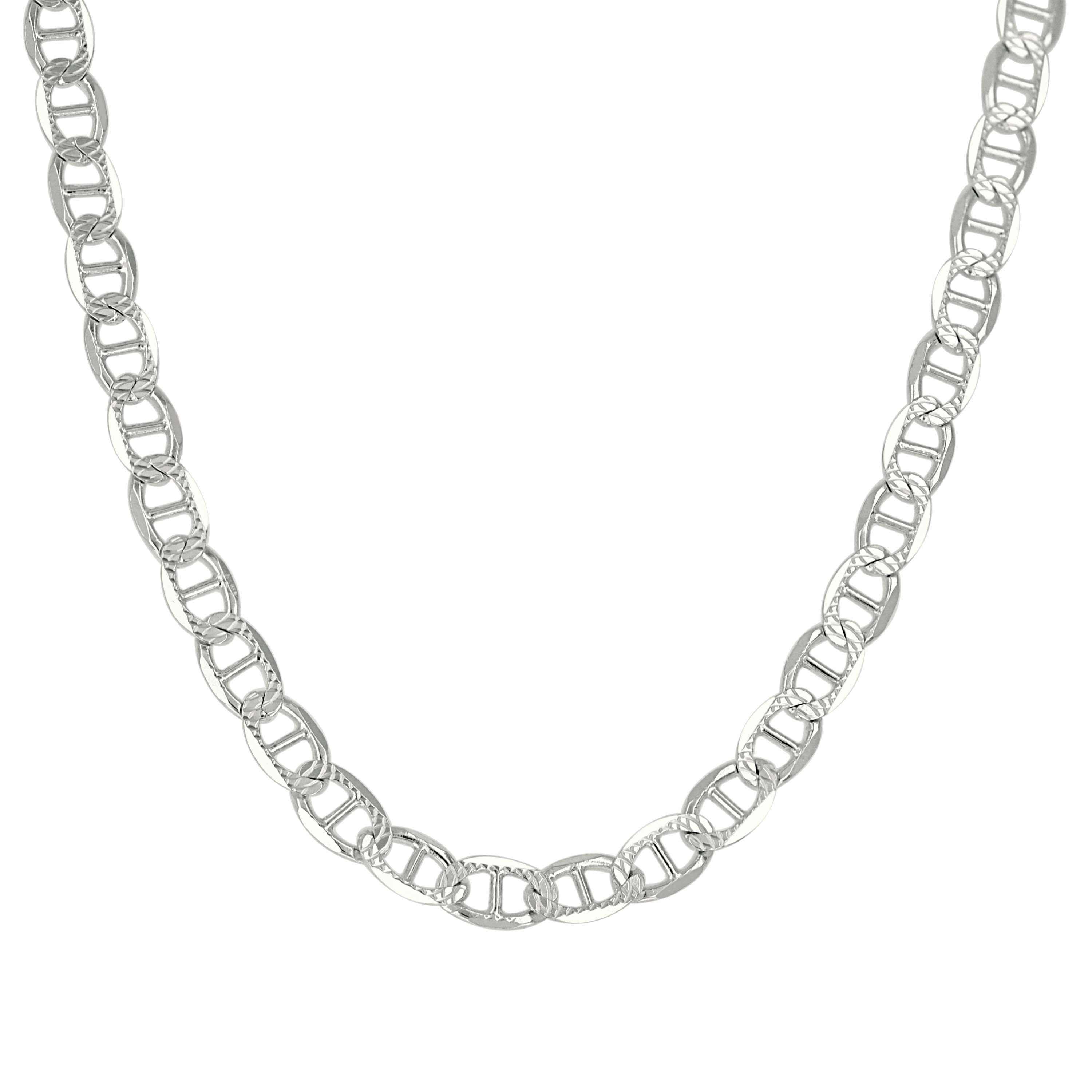 925 Sterling Silver Solid Pave Classic Mariner Silver Chain 080 3mm
