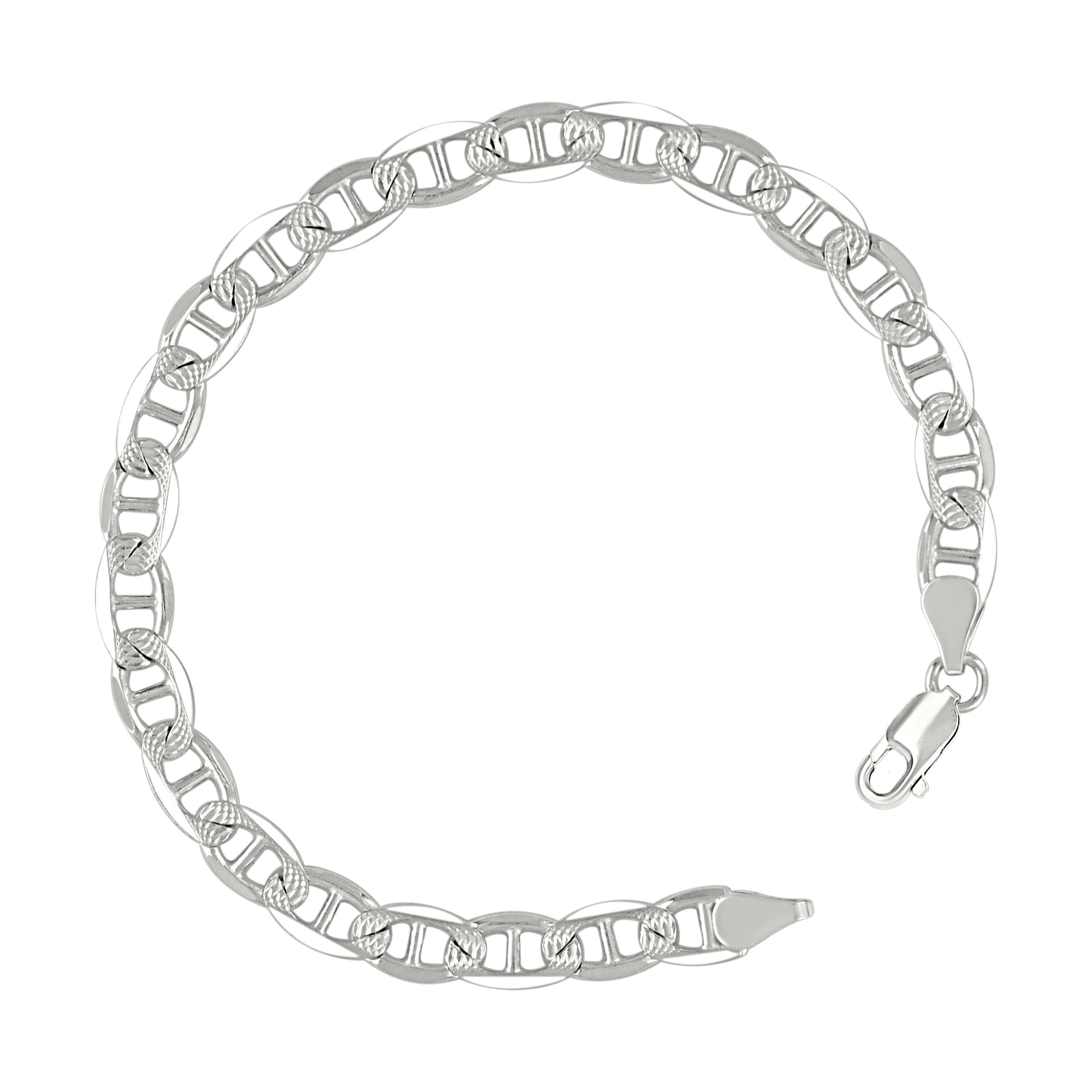 925 Sterling Silver Solid Pave Classic Mariner Silver Chain 080 3mm