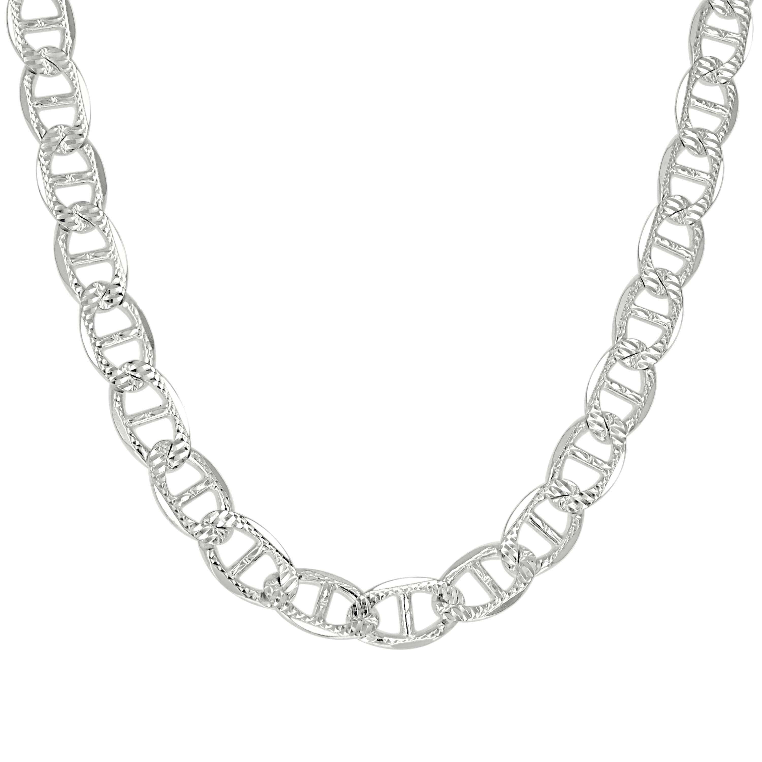 925 Sterling Silver Solid Pave Classic Mariner Silver Chain 080 3mm