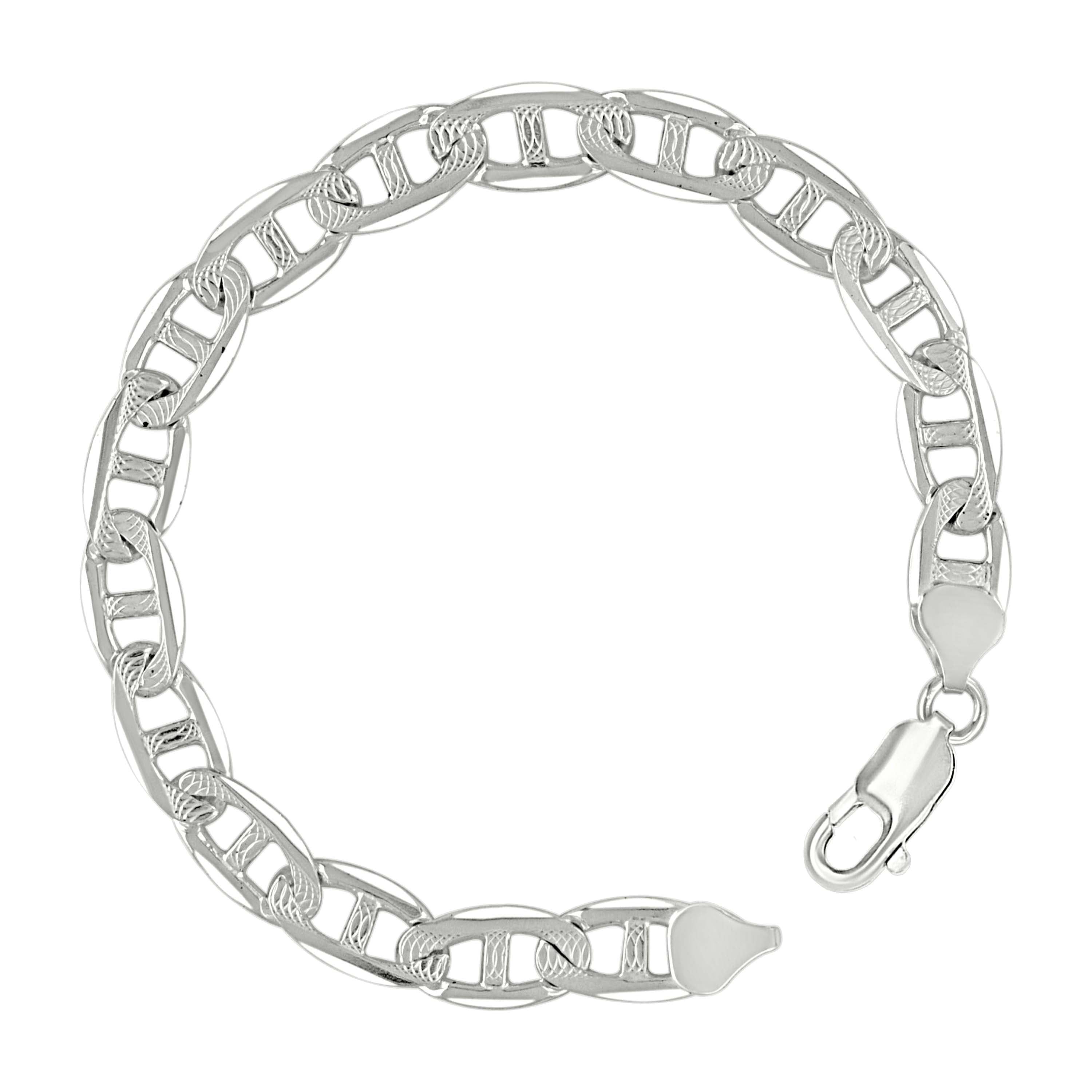 925 Sterling Silver Solid Pave Classic Mariner Silver Chain 080 3mm