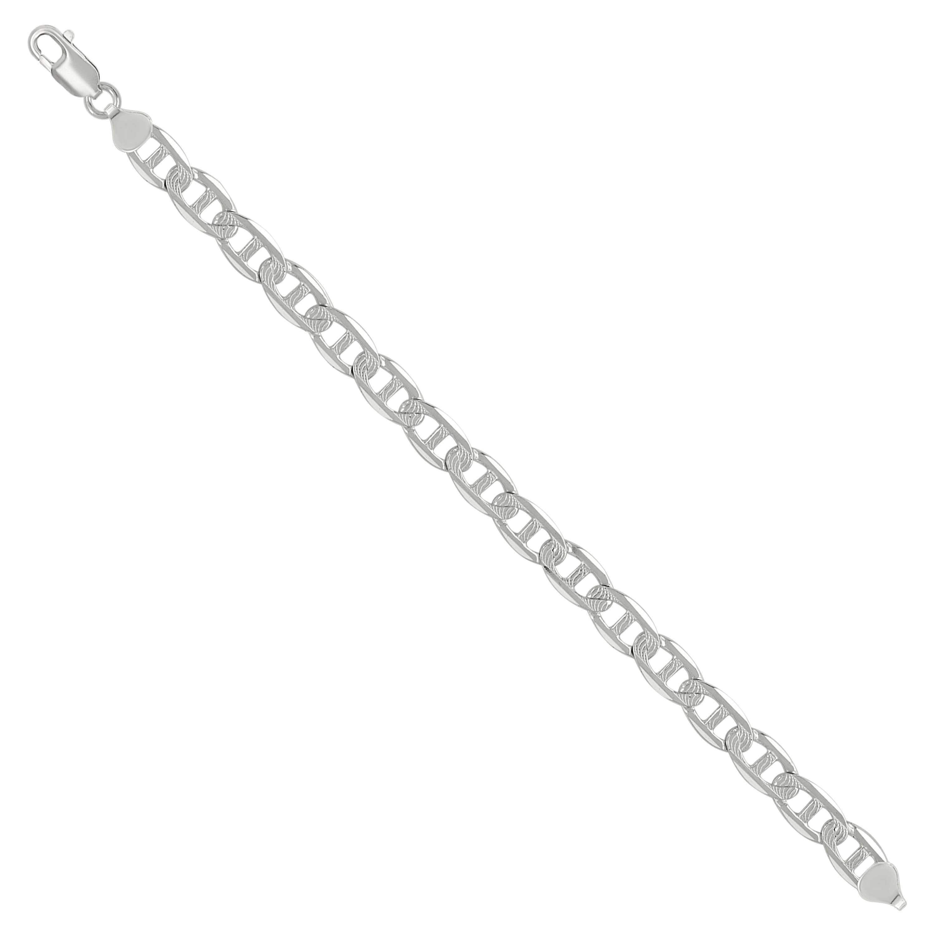 925 Sterling Silver Solid Pave Classic Mariner Silver Chain 080 3mm