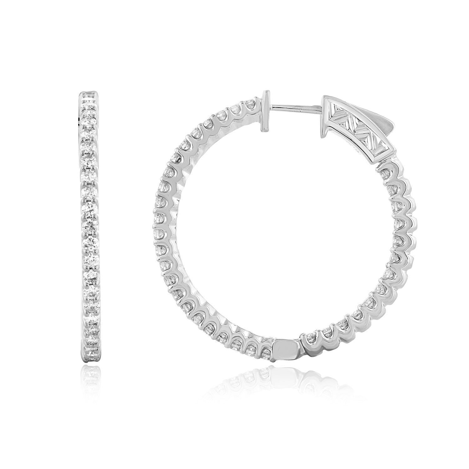 10K White 1.54Ct D-Earrings Hoops