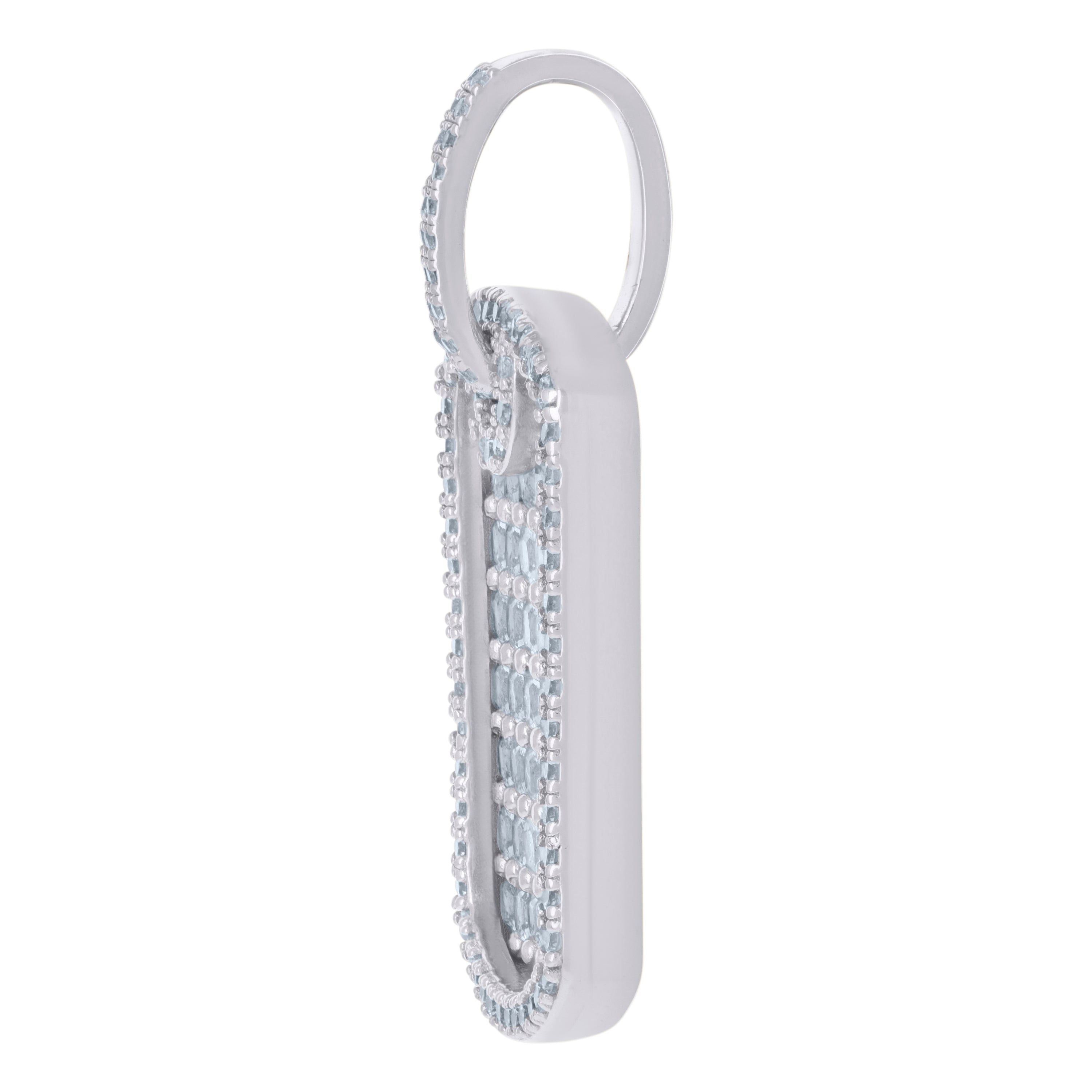 925 Sterling Silver Mens Round & Princess-Cut Cubic-Zirconia Dog Tag Fashion Charm Pendant