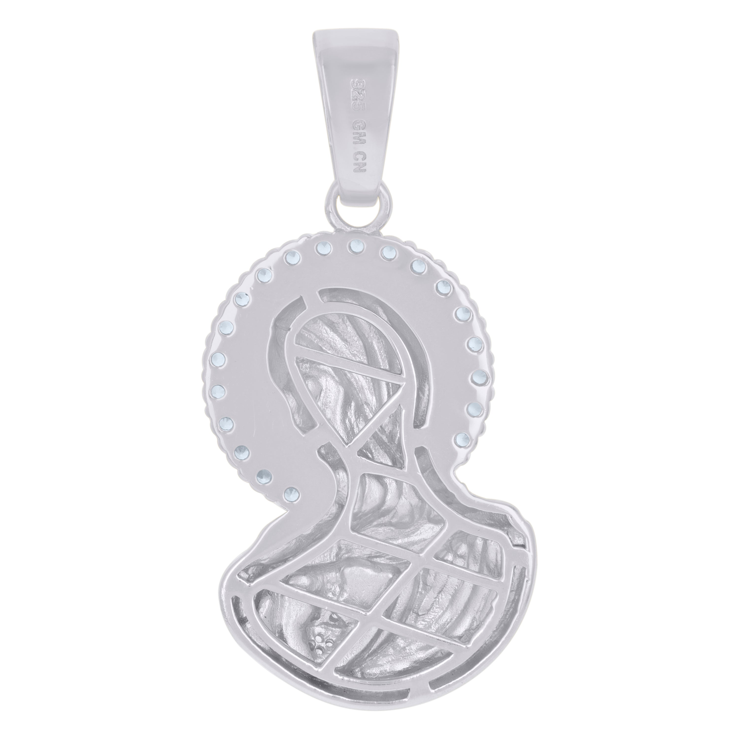 925 Sterling Silver Mens Cubic-Zirconia Mother Marry Religious Charm Pendant