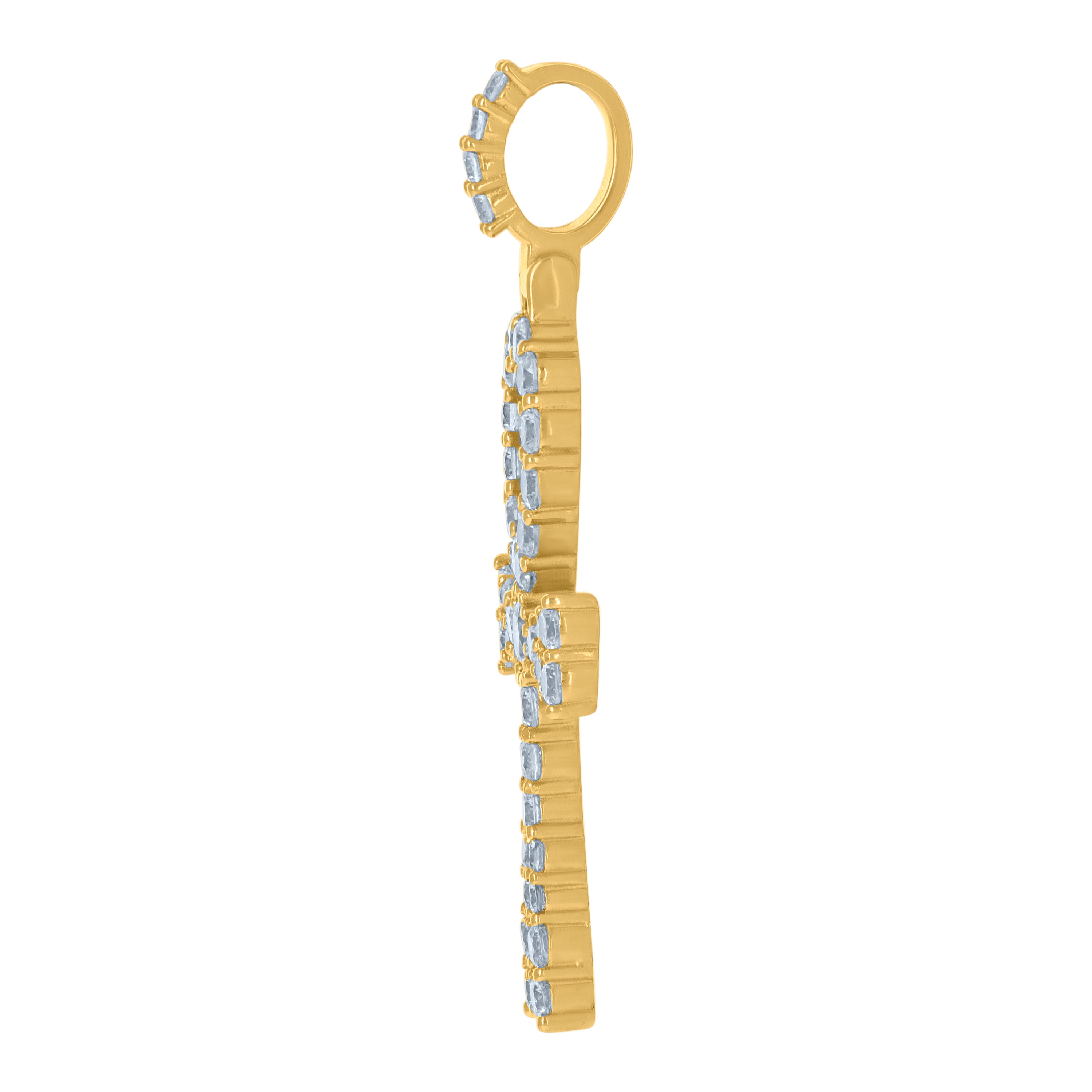 925 Sterling Silver Yellow-Tone Mens Cubic-Zirconia Egyptian Ankh Cross Religious Charm Pendant