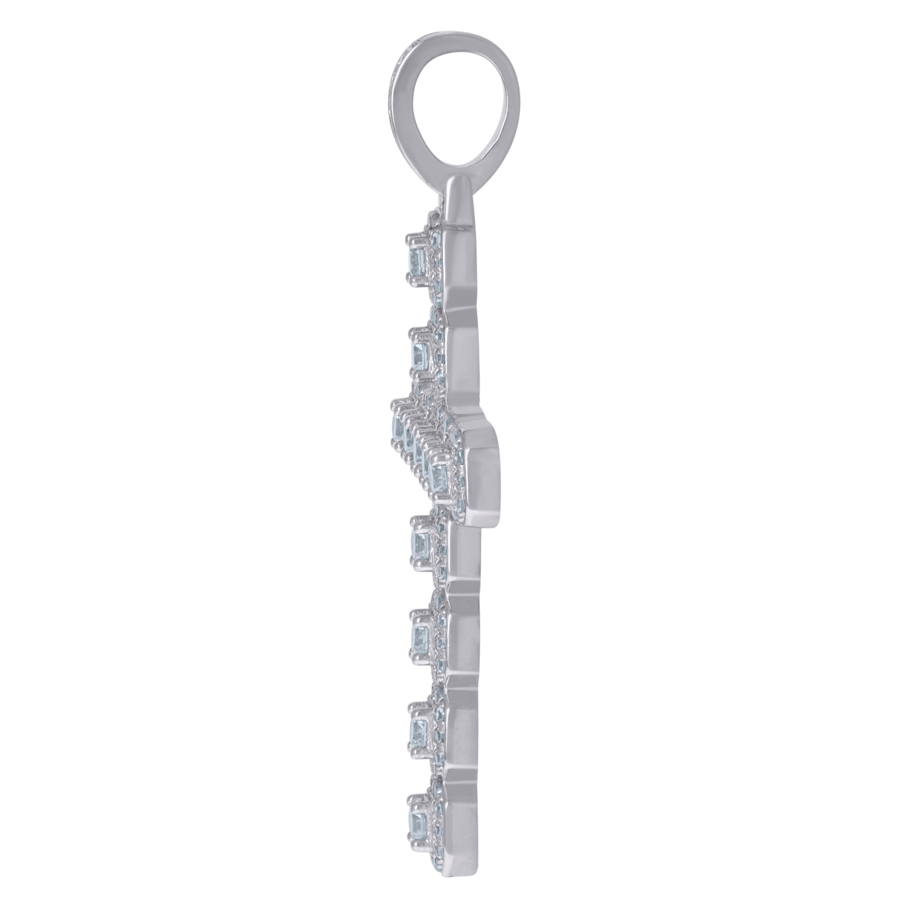 925 Sterling Silver Mens Cubic Zirconia Cross Religious Charm Pendant