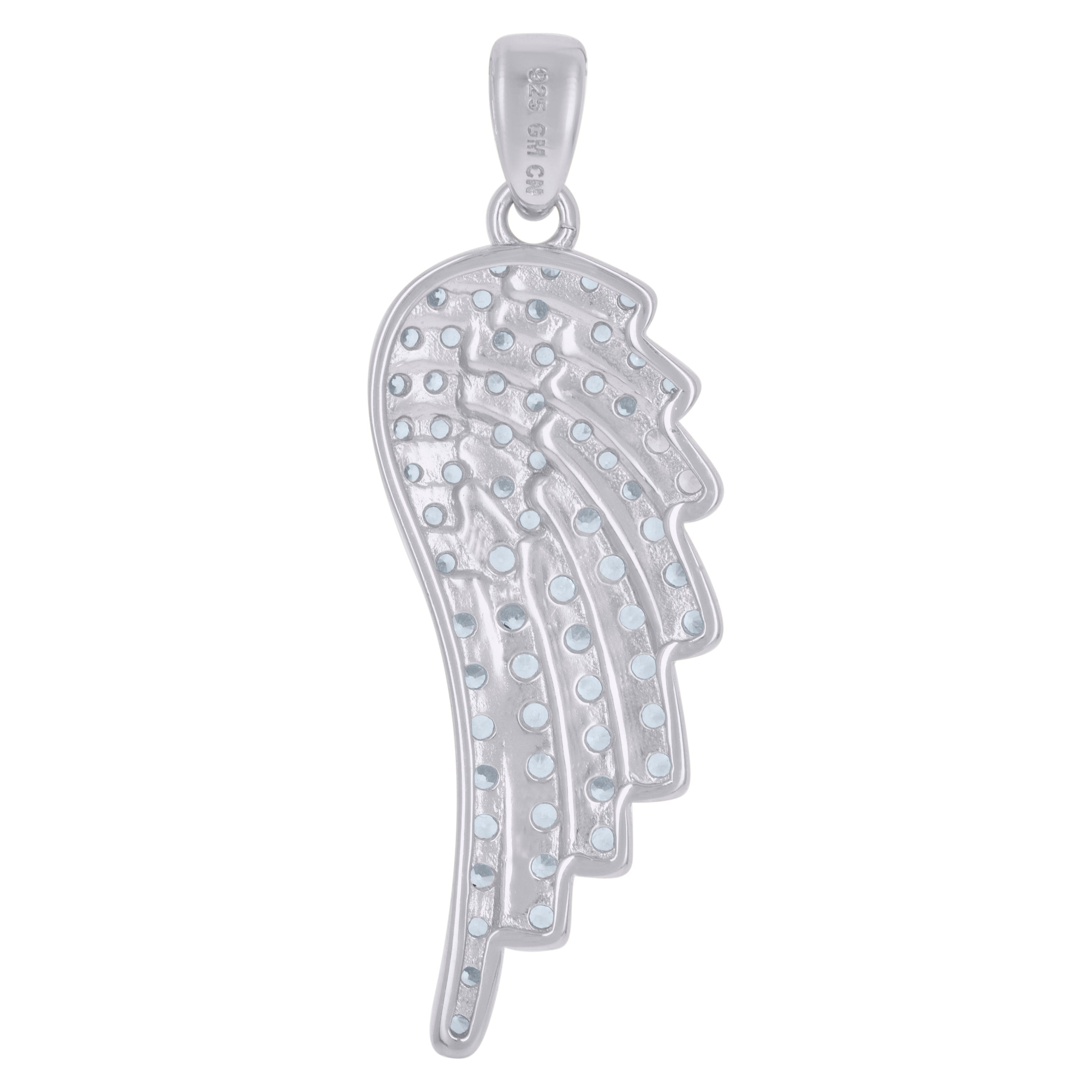 925 Sterling Silver Unisex Cubic-Zirconia Angel Wing Angel Religious Charm Pendant