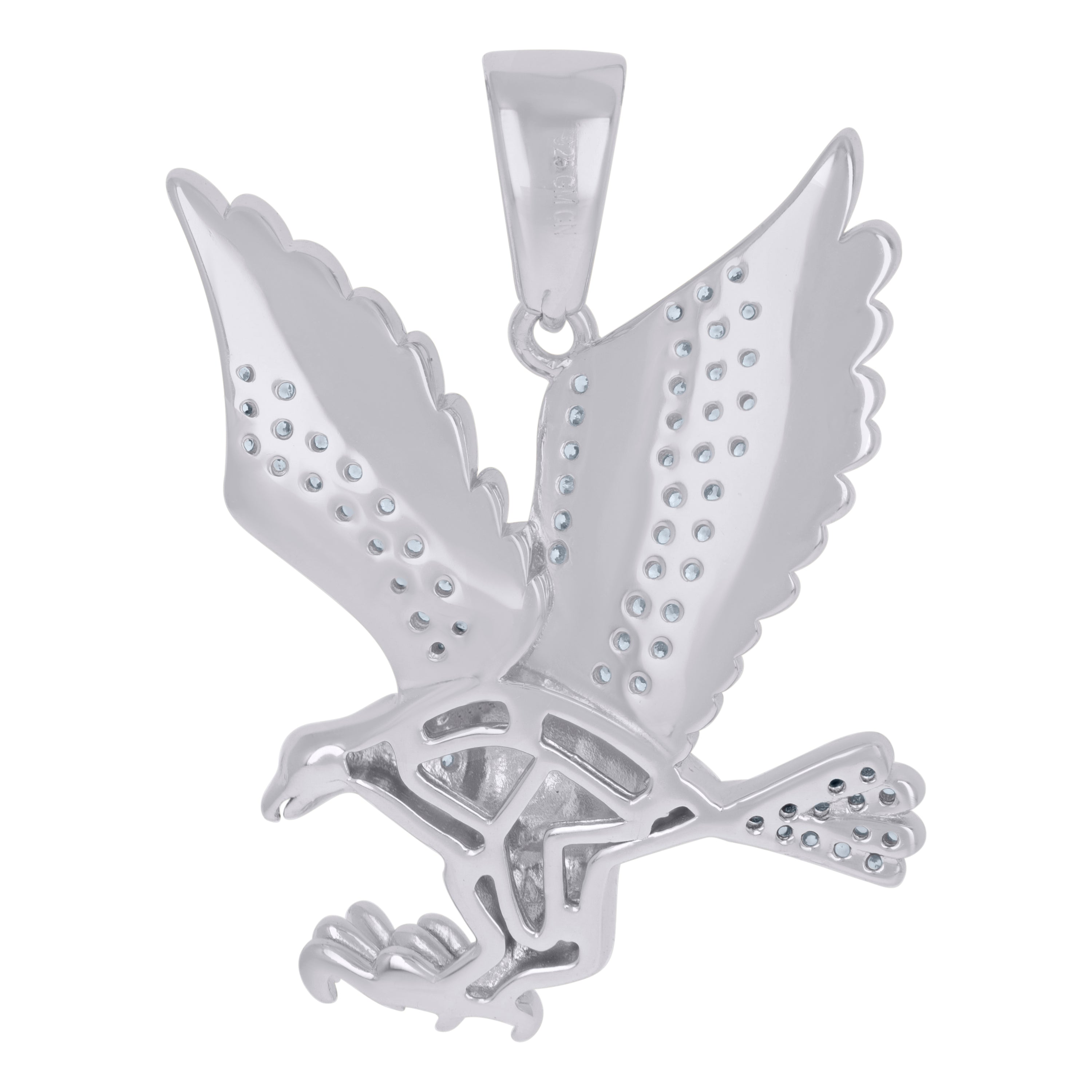 925 Sterling Silver Mens Cubic-Zirconia Eagle Birds Wildlife Charm Pendant