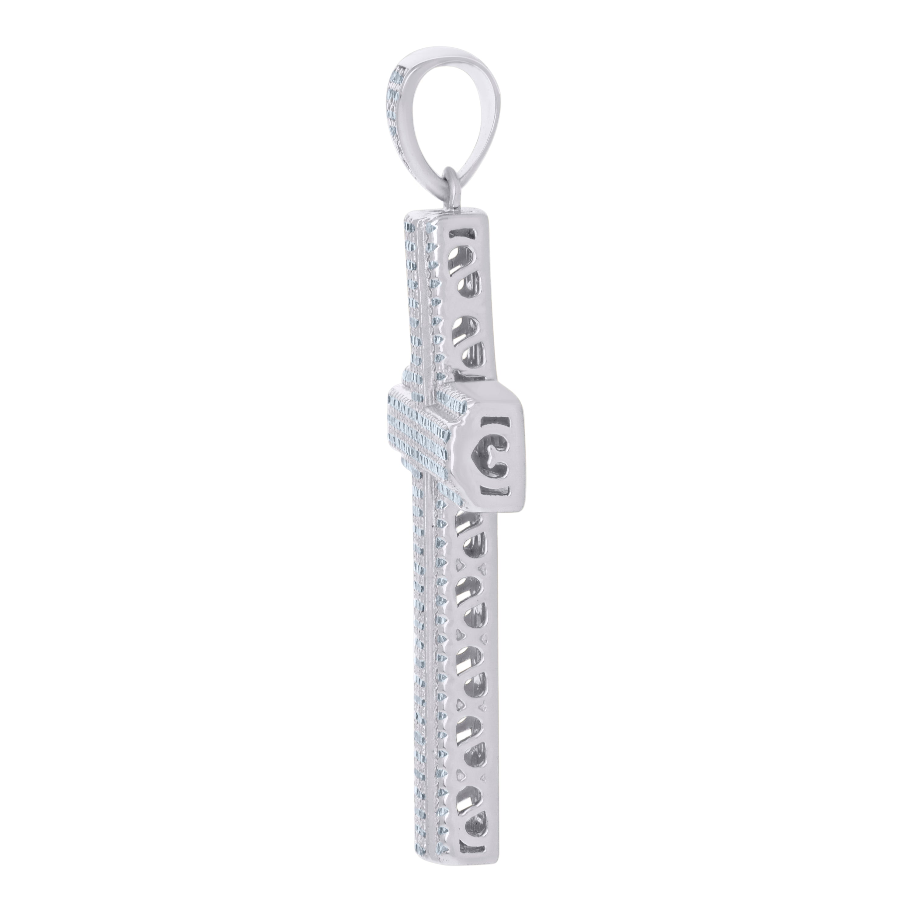 925 Sterling Silver Mens Cubic Zirconia Cross Religious Charm Pendant