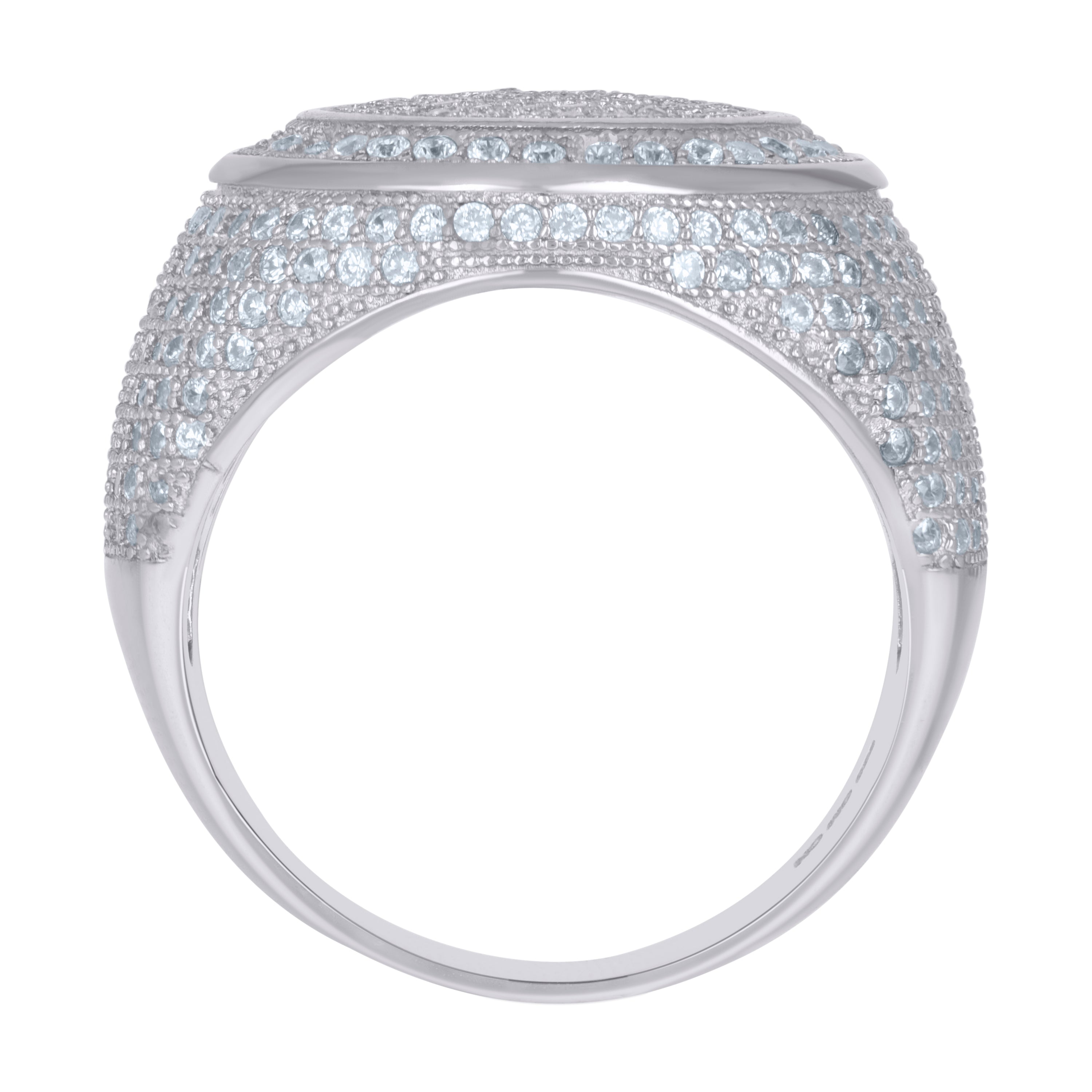 925 Sterling Silver Mens Cubic-Zirconia Cluster Fashion Ring
