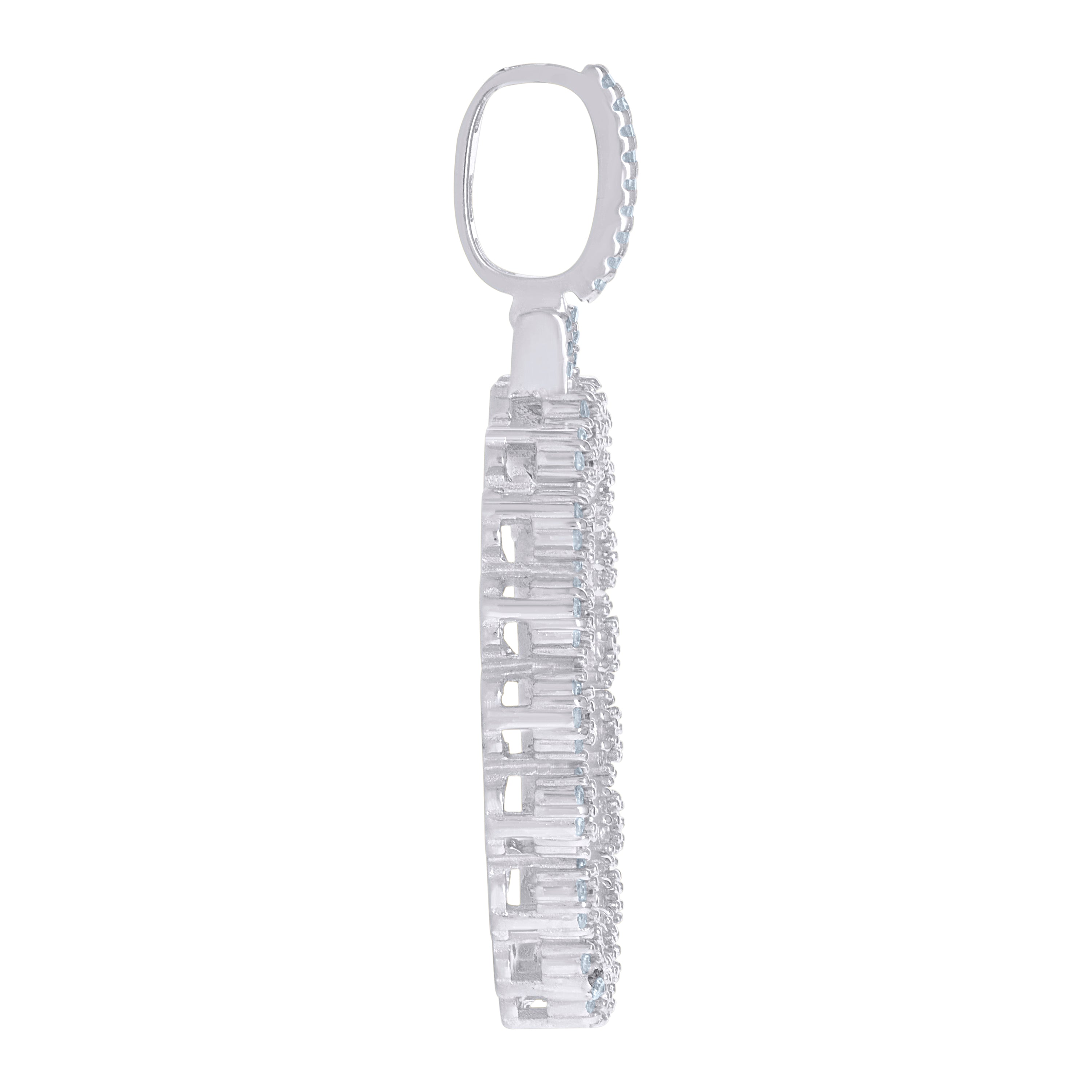 925 Sterling Silver Mens Cubic-Zirconia Picture Frame Charm Pendant