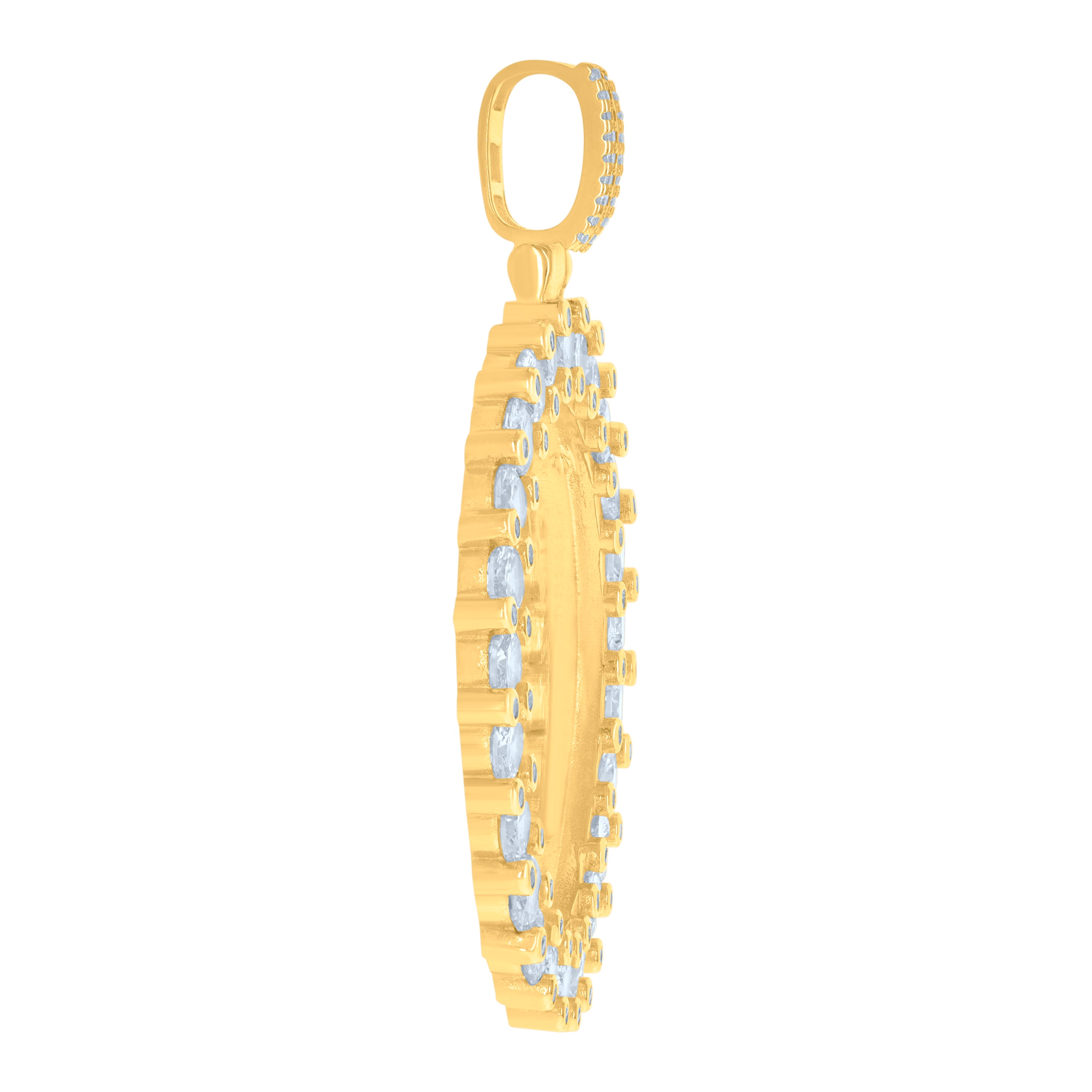 925 Sterling Silver Yellow-Tone Mens Cubic-Zirconia Picture Frame Charm Pendant