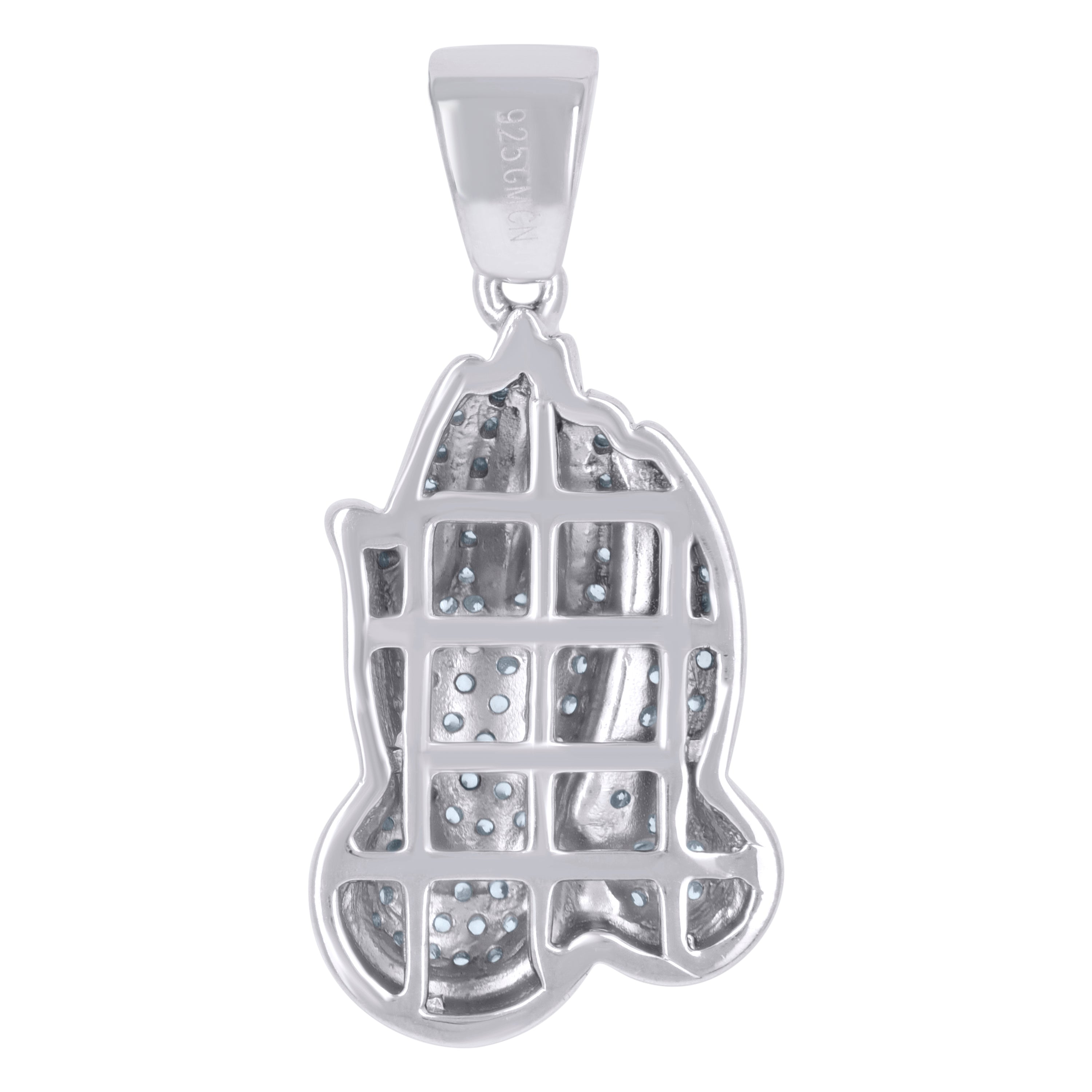 925 Sterling Silver Mens Cubic-Zirconia Praying Hands Symbol Religious Charm Pendant
