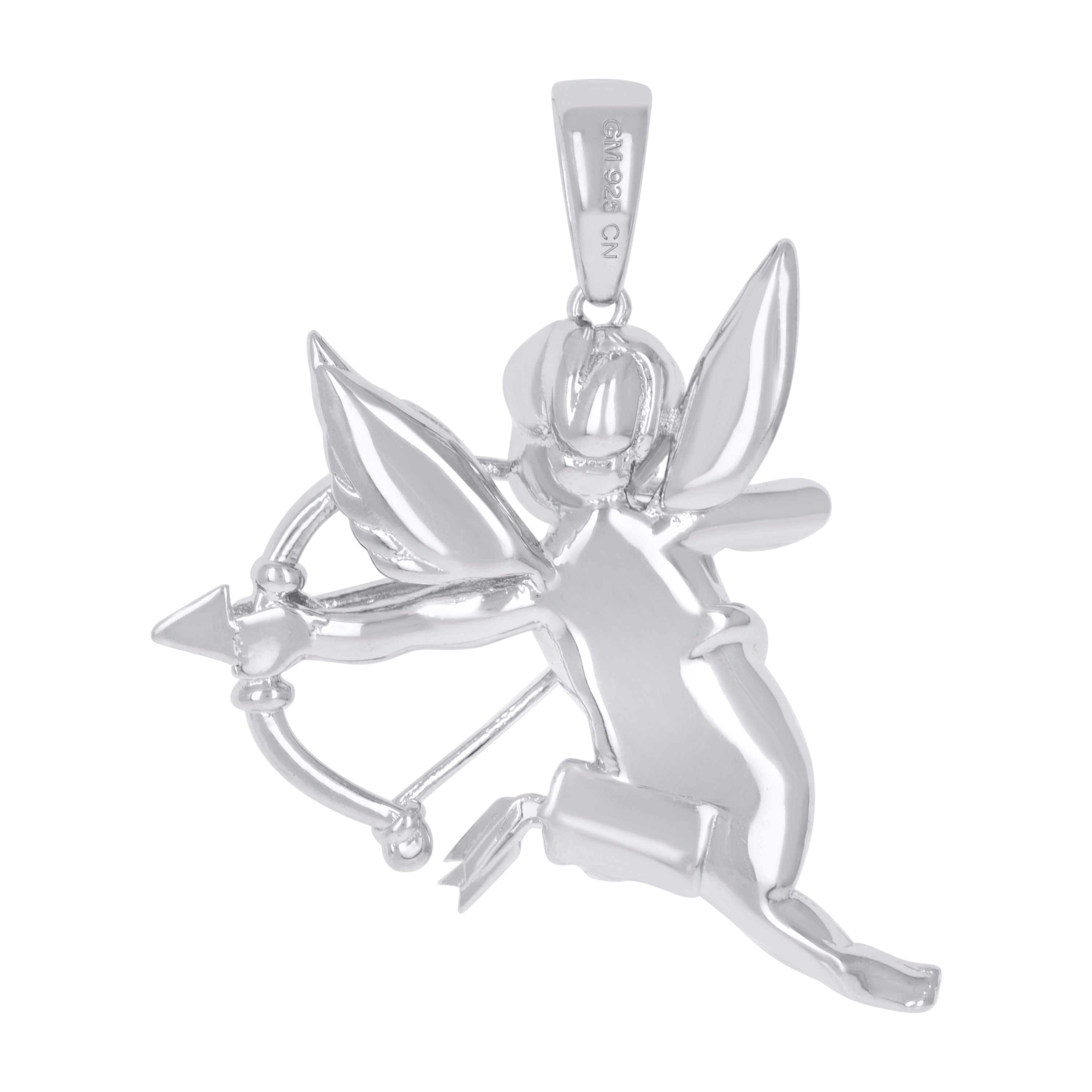 925 Sterling Silver Mens Cupid Angel Religious Charm Pendant