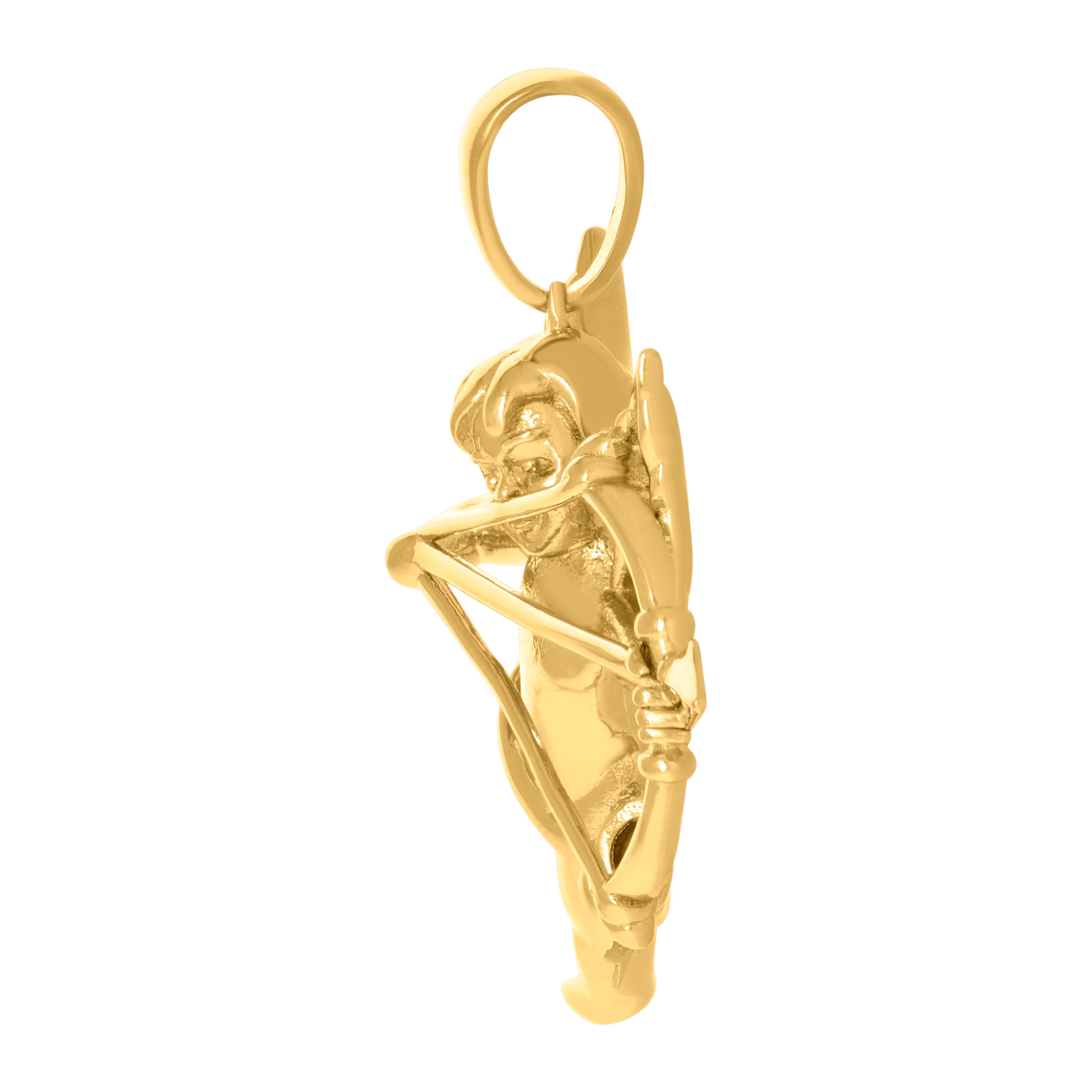 925 Sterling Silver Yellow-Tone Mens Cupid Angel Religious Charm Pendant