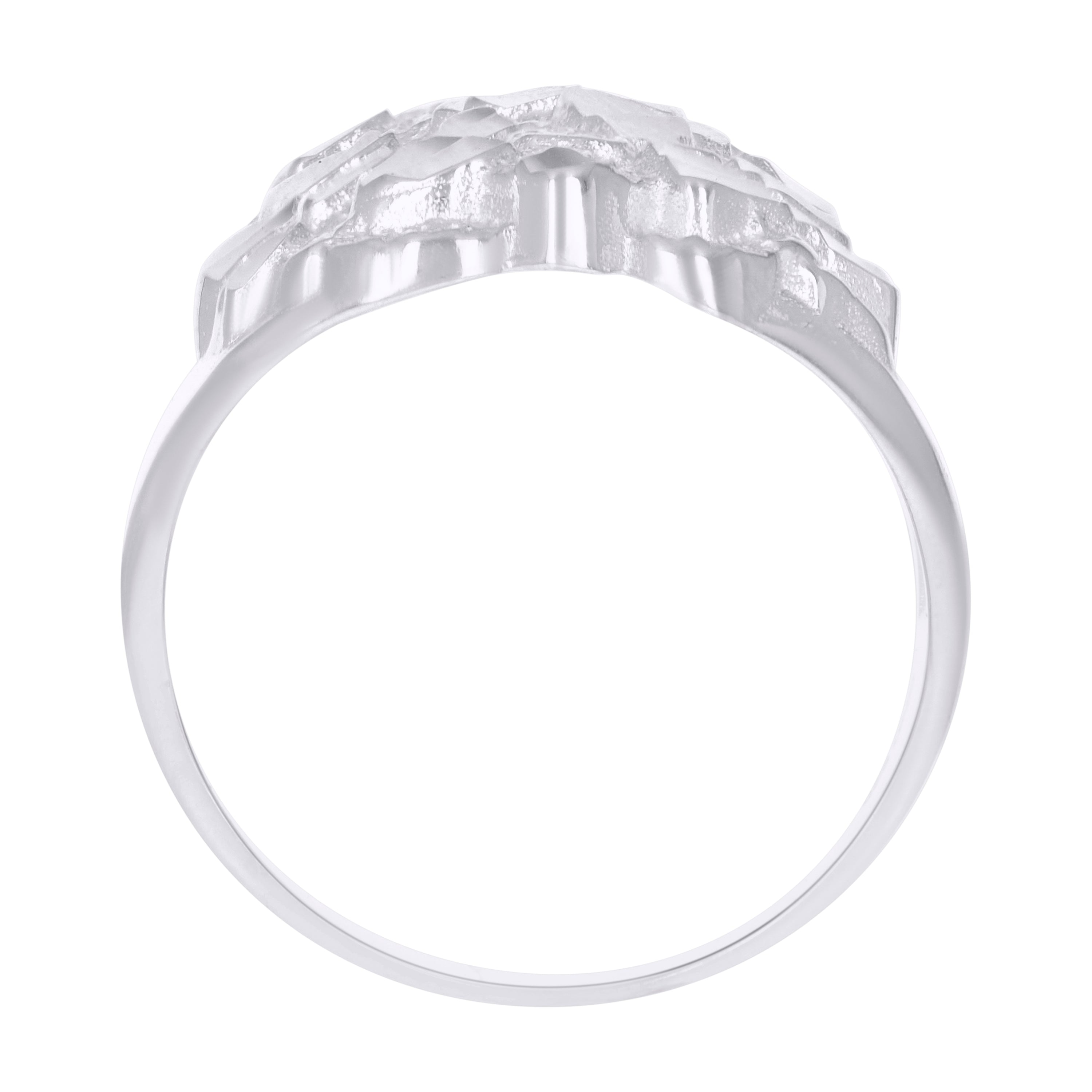 925 Sterling Silver Mens Diamond-Cut Nugget Fashion Ring