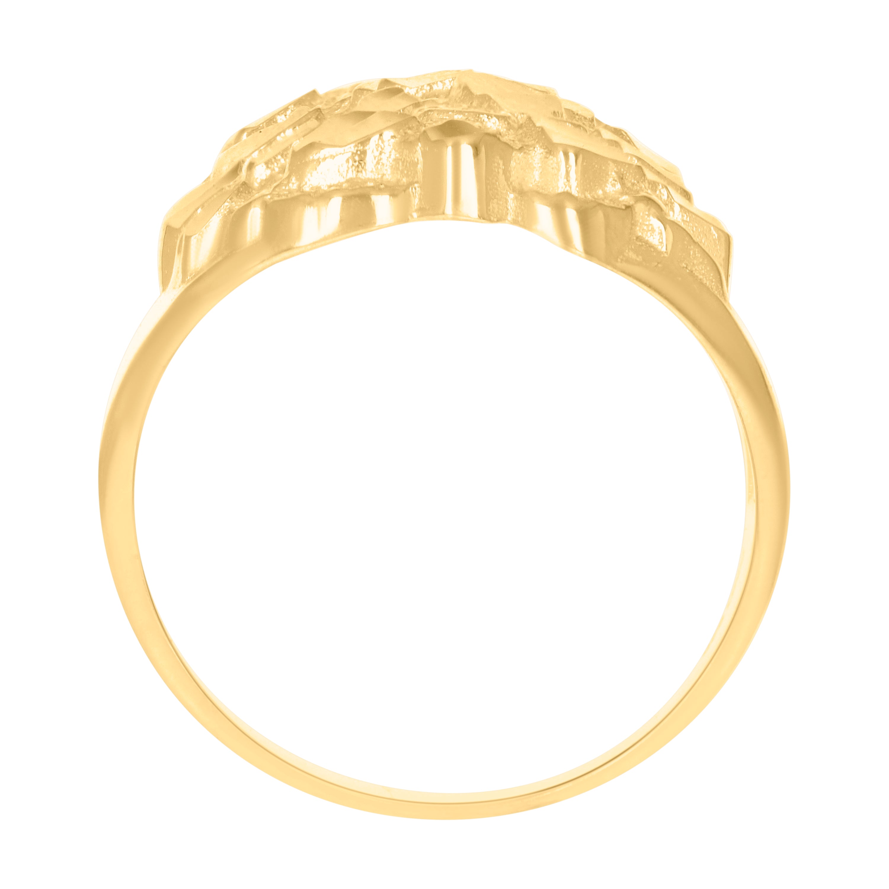 925 Sterling Silver Yellow-Tone Mens Diamond-Cut Nugget Fashion Ring