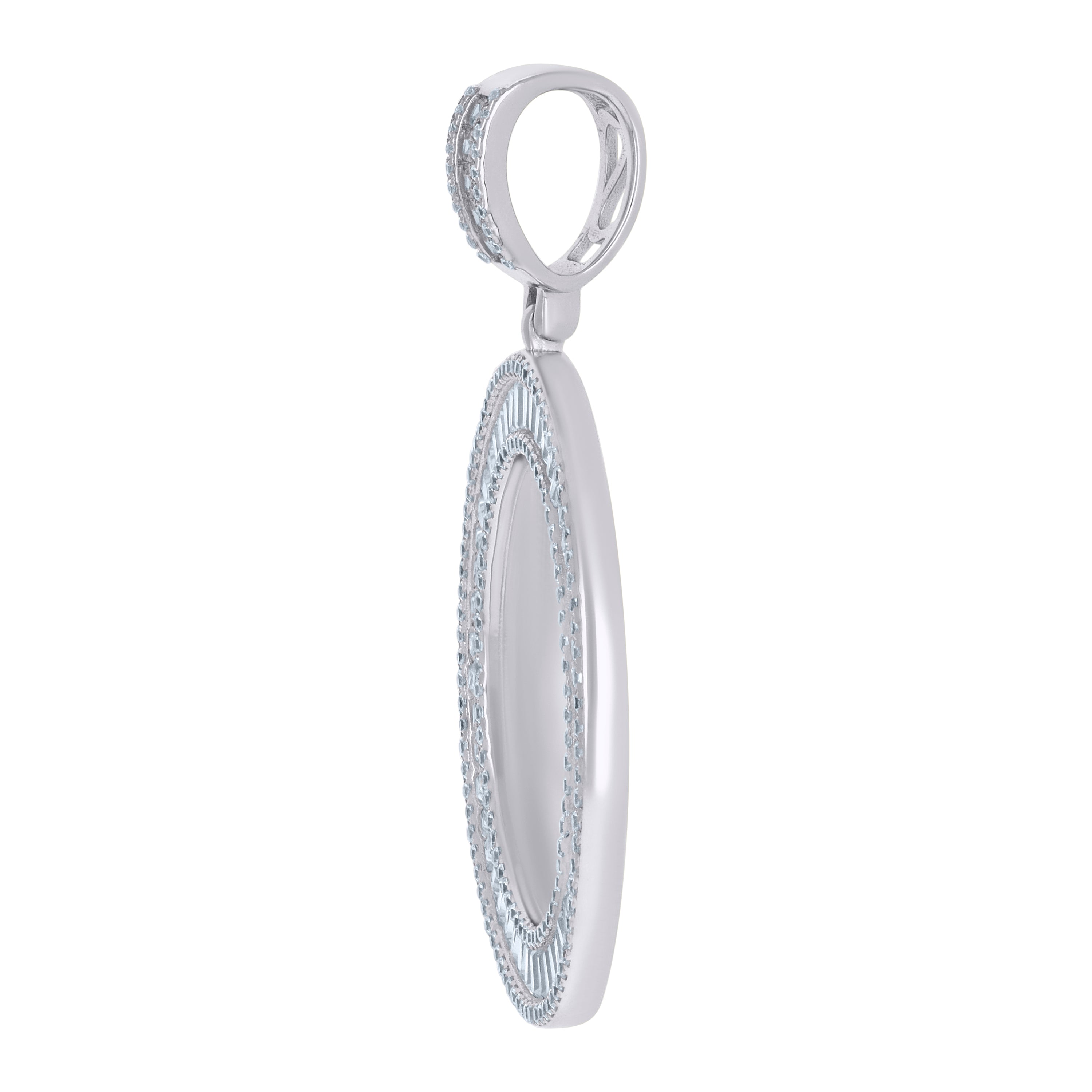 925 Sterling Silver Unisex Cubic-Zirconia Picture Frame Pendant