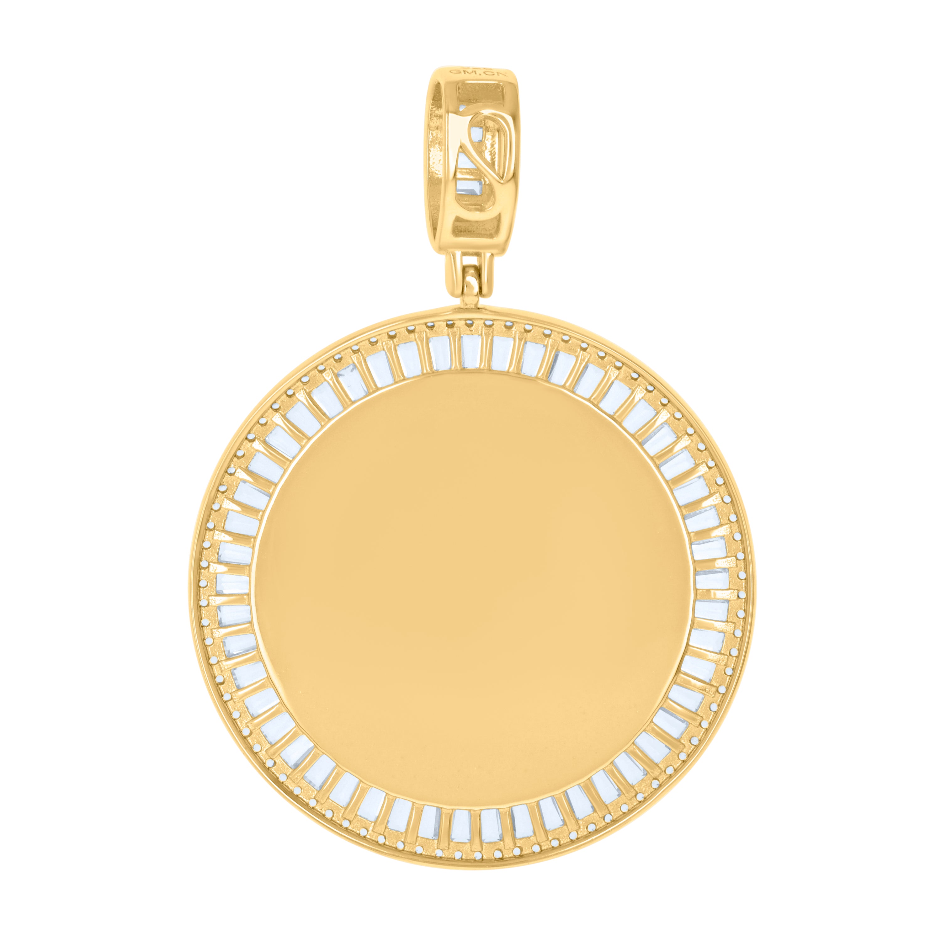 925 Sterling Silver Yellow-Tone Unisex Cubic-Zirconia Picture Frame Pendant