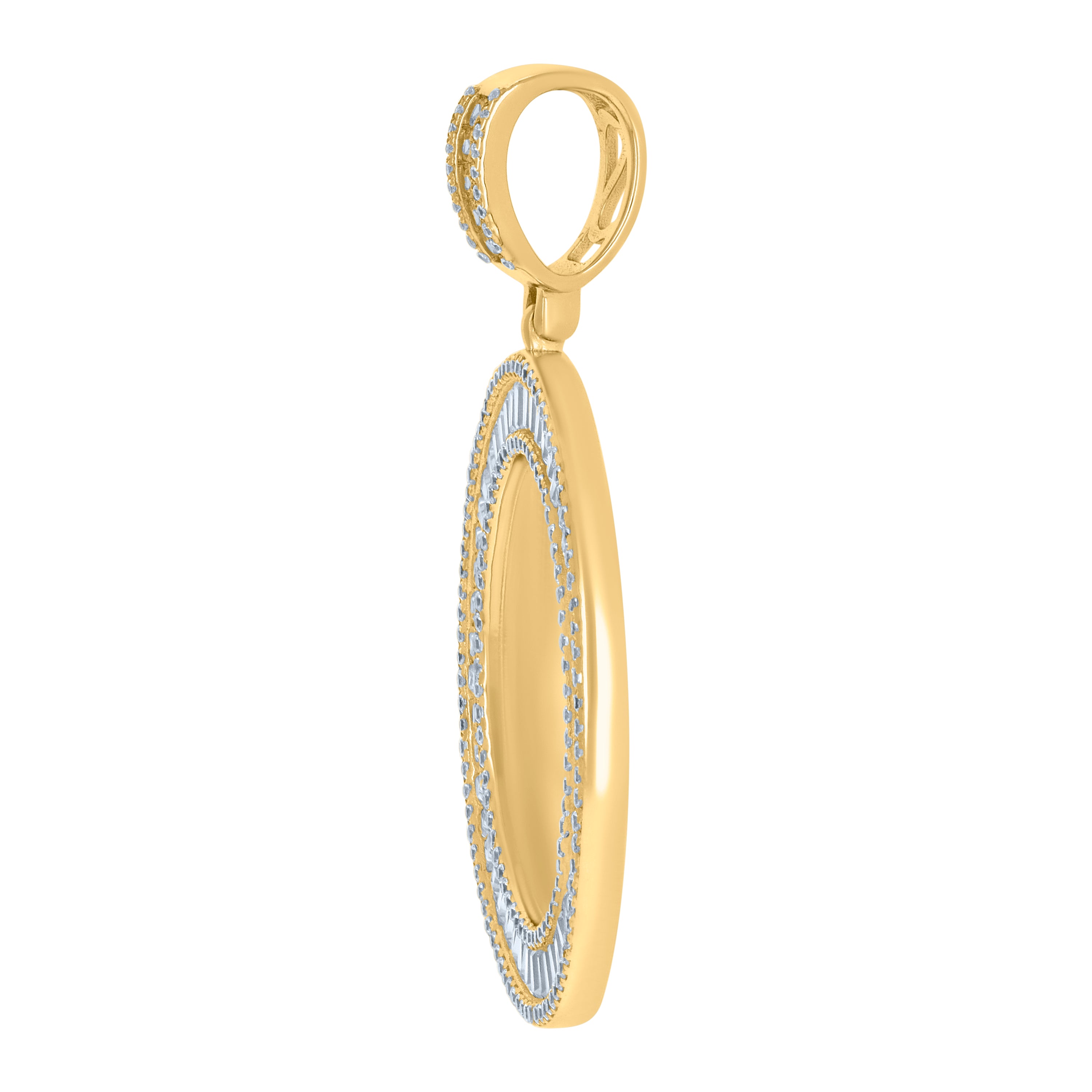 925 Sterling Silver Yellow-Tone Unisex Cubic-Zirconia Picture Frame Pendant