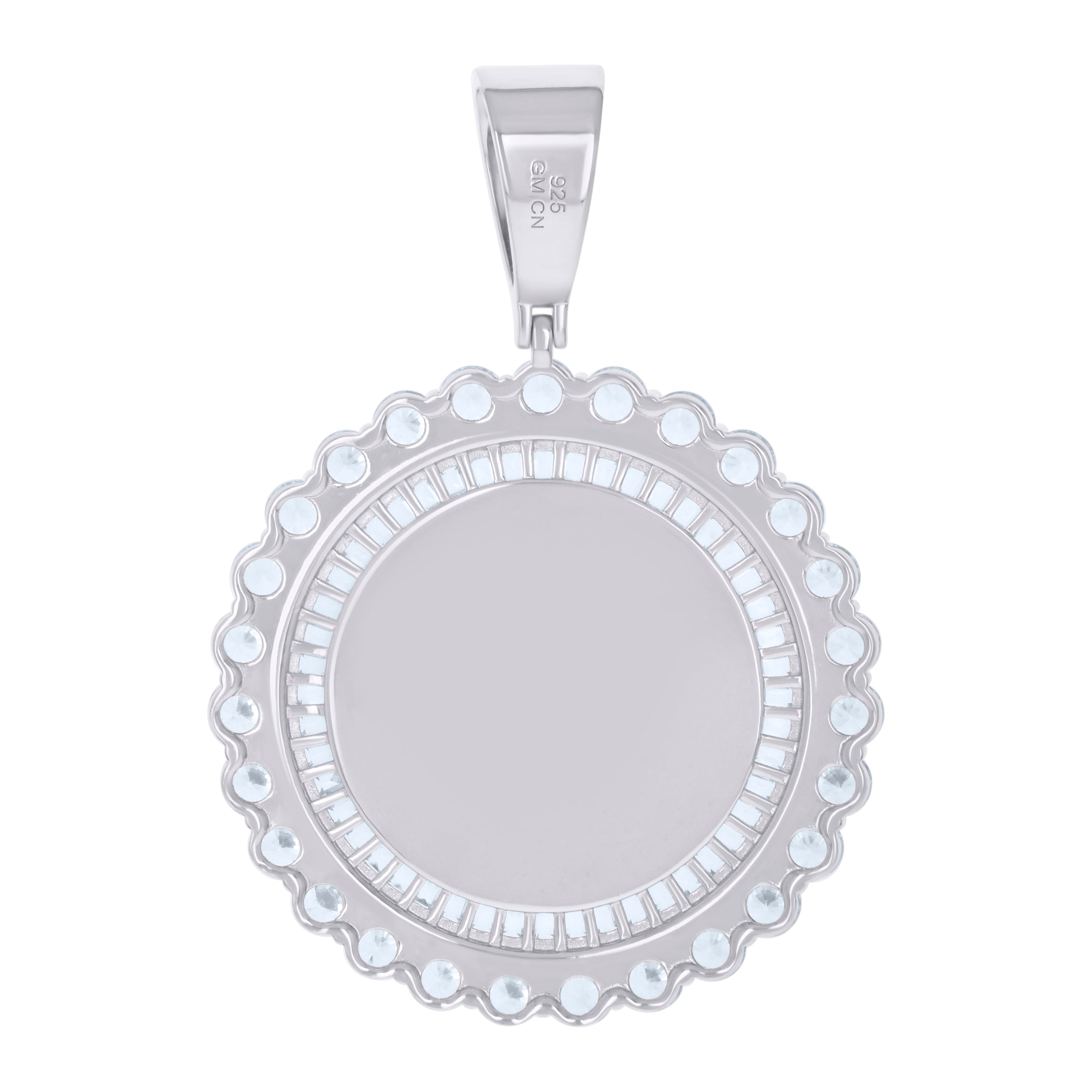 925 Sterling Silver Unisex Cubic-Zirconia Picture Frame Pendant