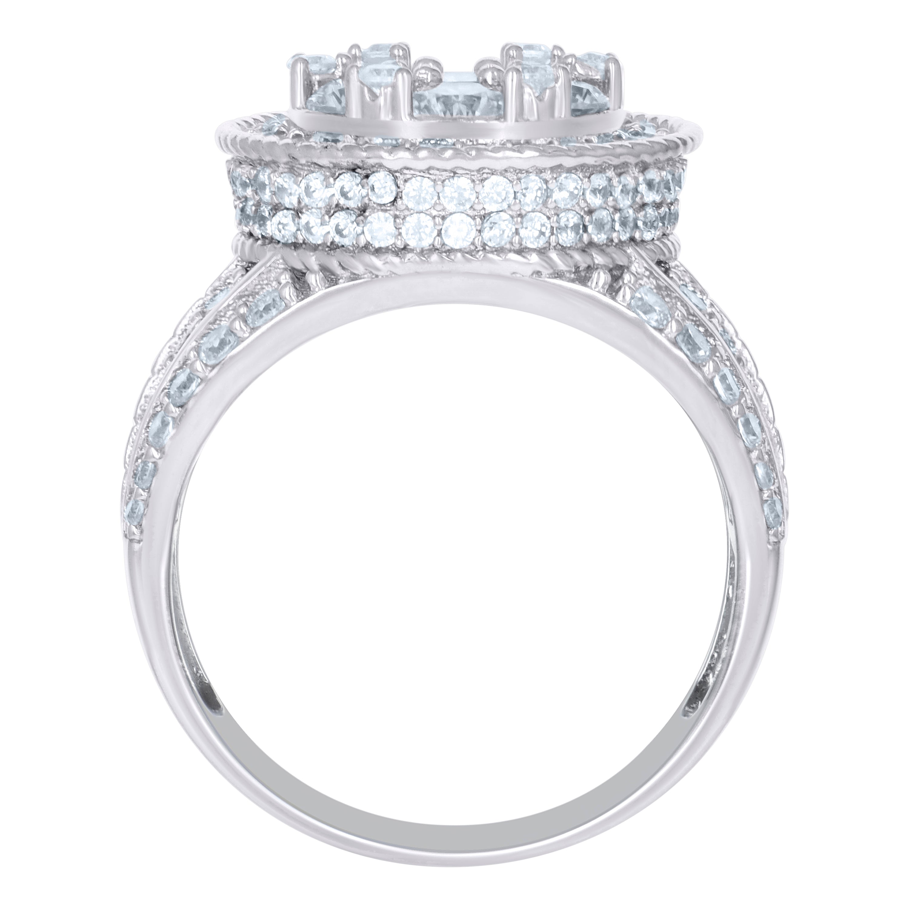 925 Sterling Silver Mens Cubic-Zirconia Rope Border Fashion Ring