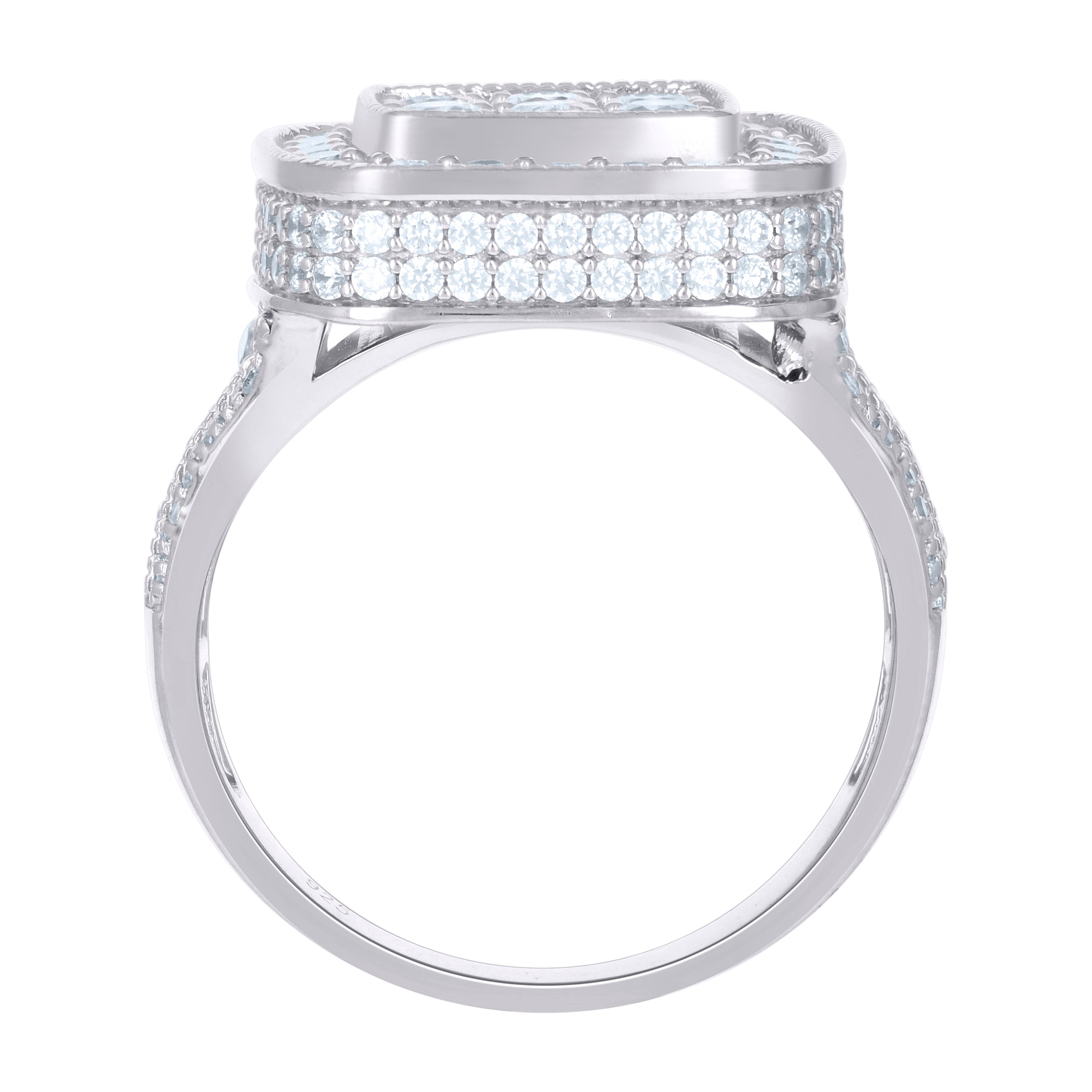 925 Sterling Silver Mens Cubic-Zirconia Square Fashion Ring