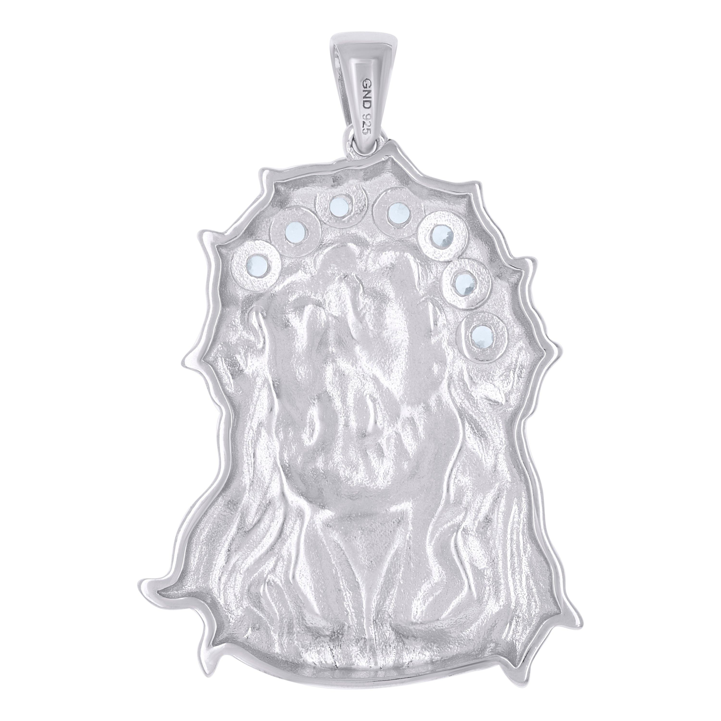 925 Sterling Silver Mens Cubic Zirconia Jesus Religious Charm Pendant