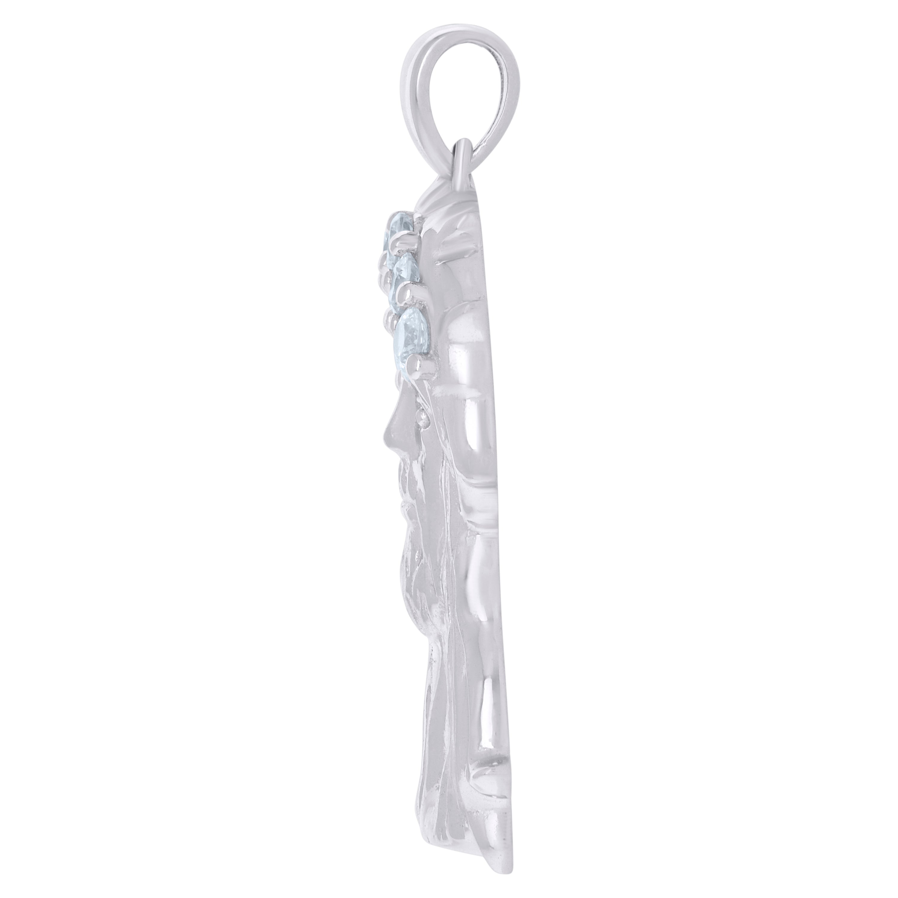 925 Sterling Silver Mens Cubic Zirconia Jesus Religious Charm Pendant