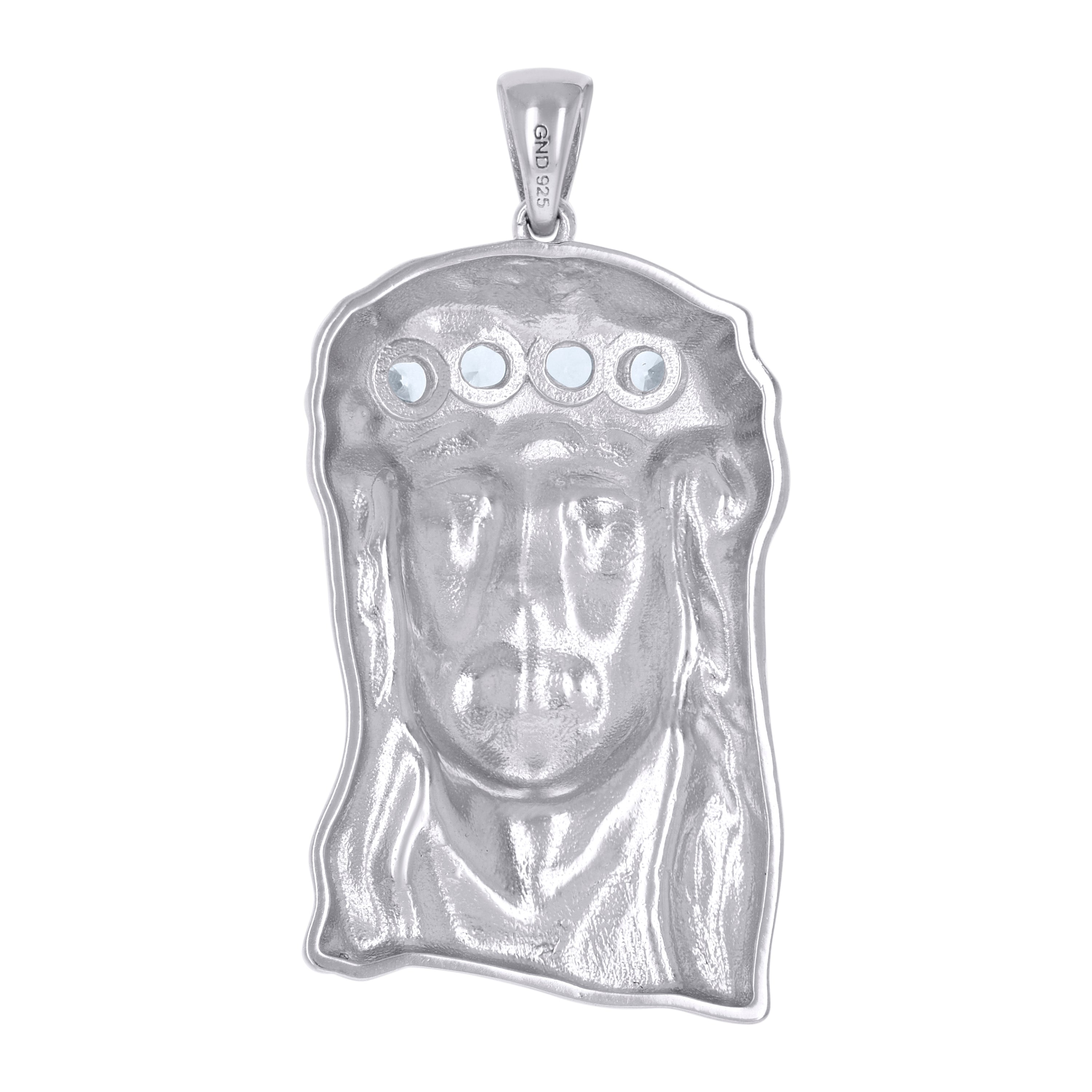 925 Sterling Silver Mens Cubic Zirconia Jesus Religious Charm Pendant