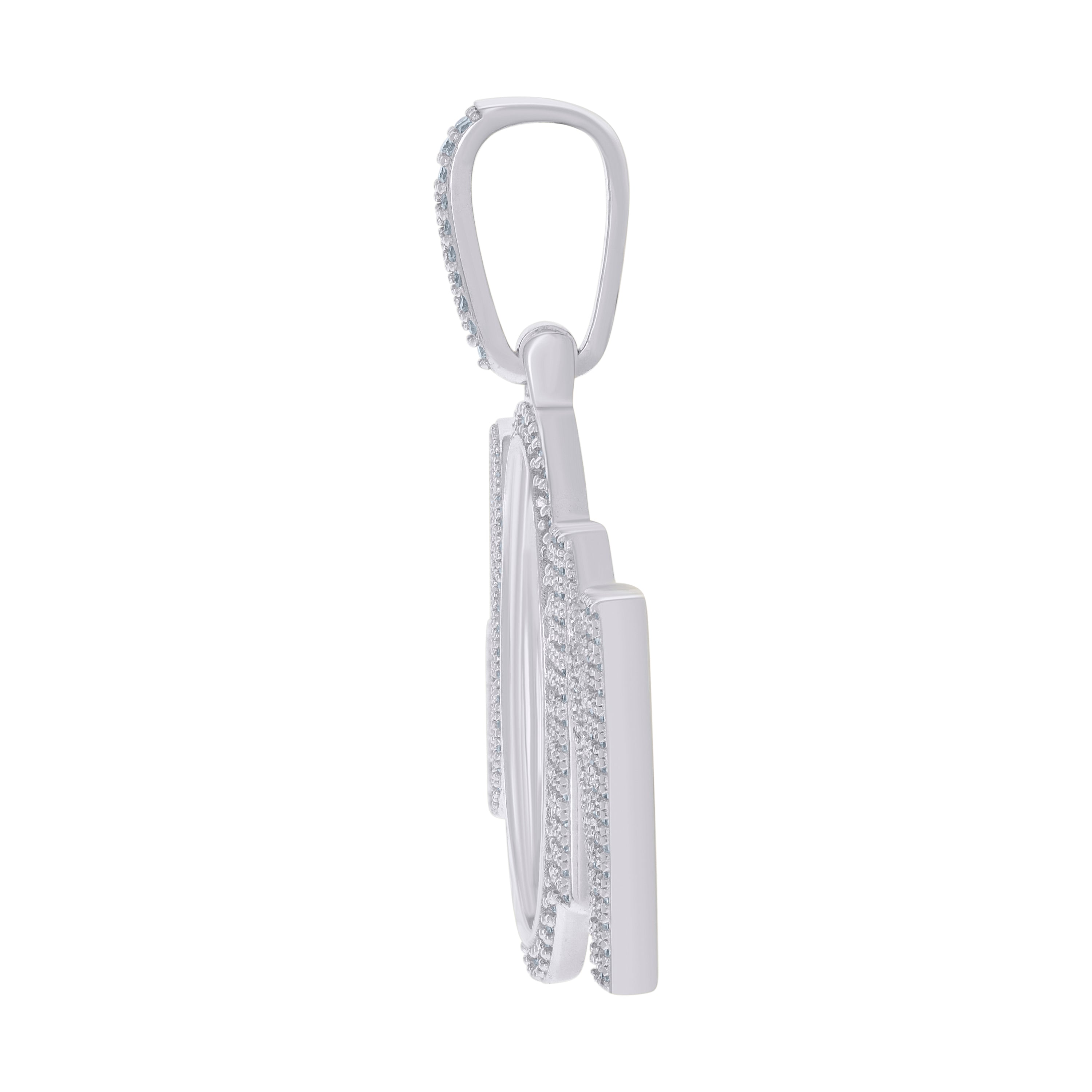 925 Sterling Silver Mens Baguette Round Cubic-Zirconia SN Fashion Picture Frame Charm Pendant