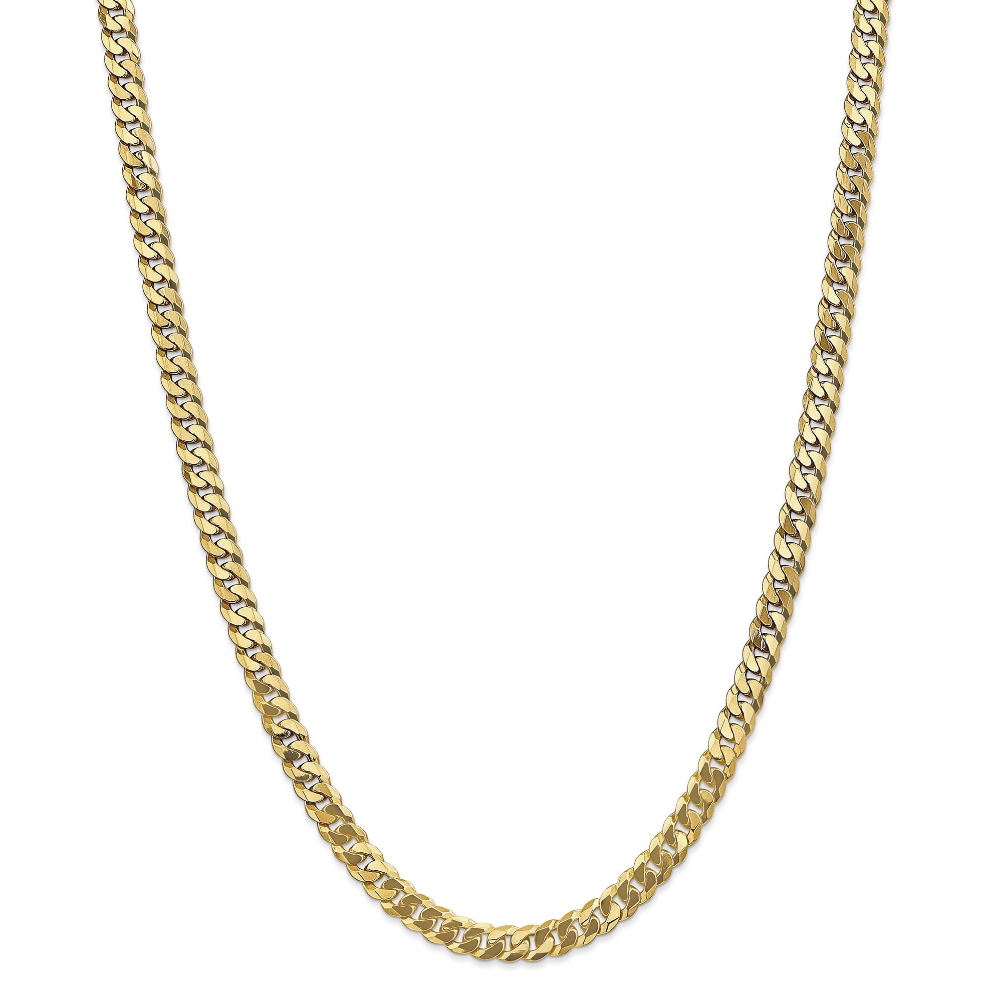 14K 26 Inch 6.25Mm Flat Beveled Curb With Lobster Clasp Chain