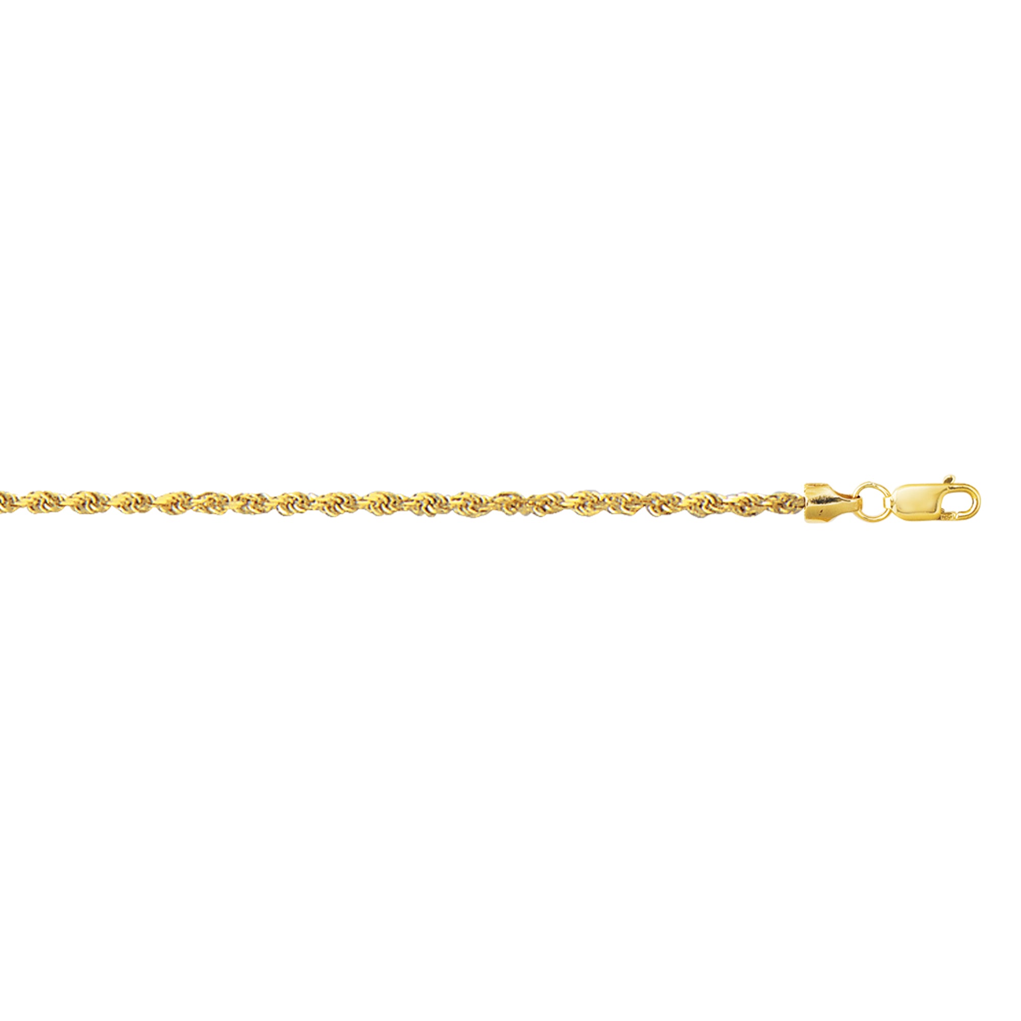 10K Yellow Gold 2.0mm Lite Rope 10" Chain Anklet with Lobster Lock