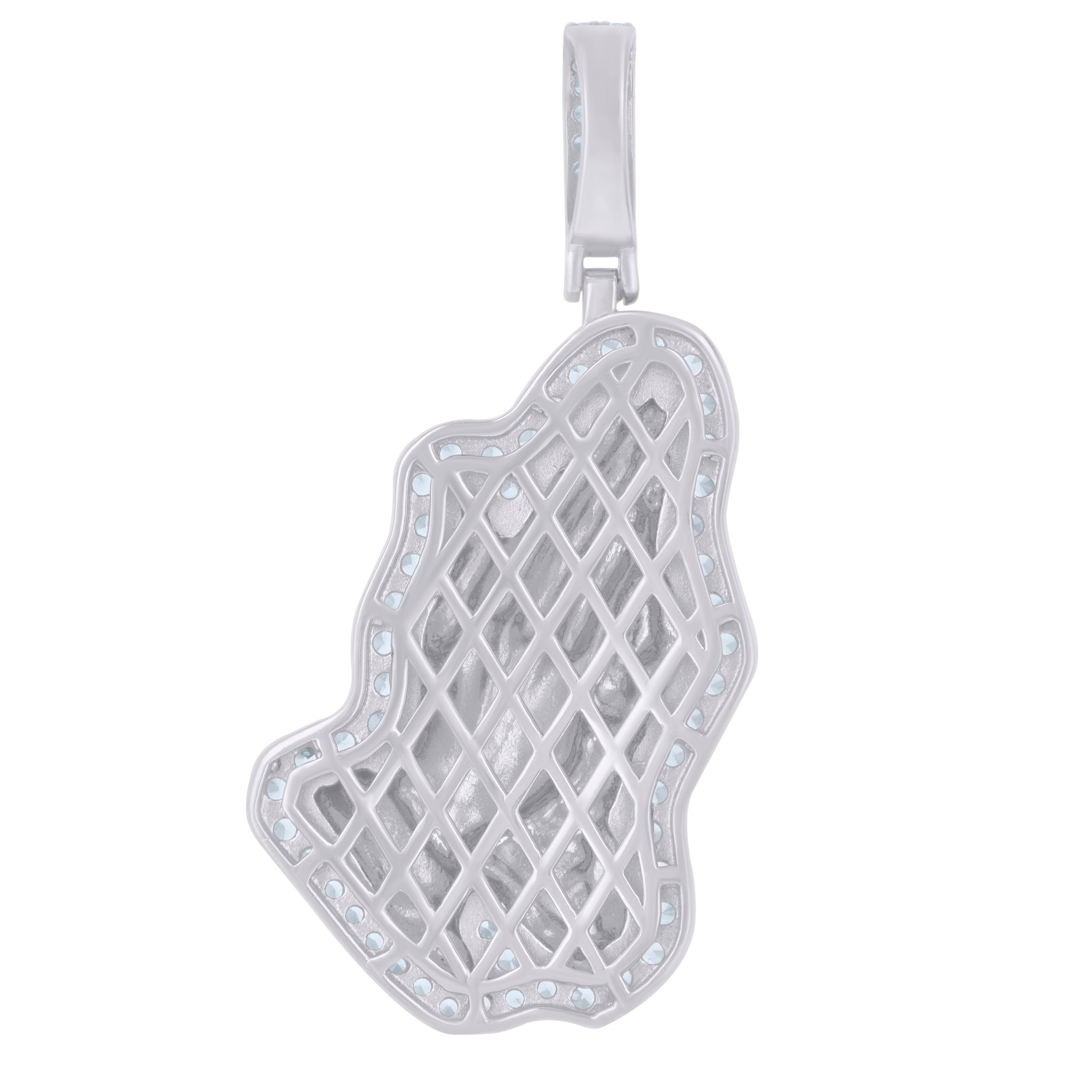925 Sterling Silver Mens Cubic-Zirconia Praying Hands Symbol Religious Charm Pendant